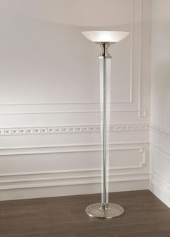 Modernistische Stehlampe im Art-déco-Stil mit Nickel-Finish