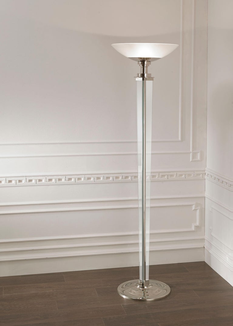Art Deco Modernist Floor Lamp with Nickel Finish For Sale at 1stDibs