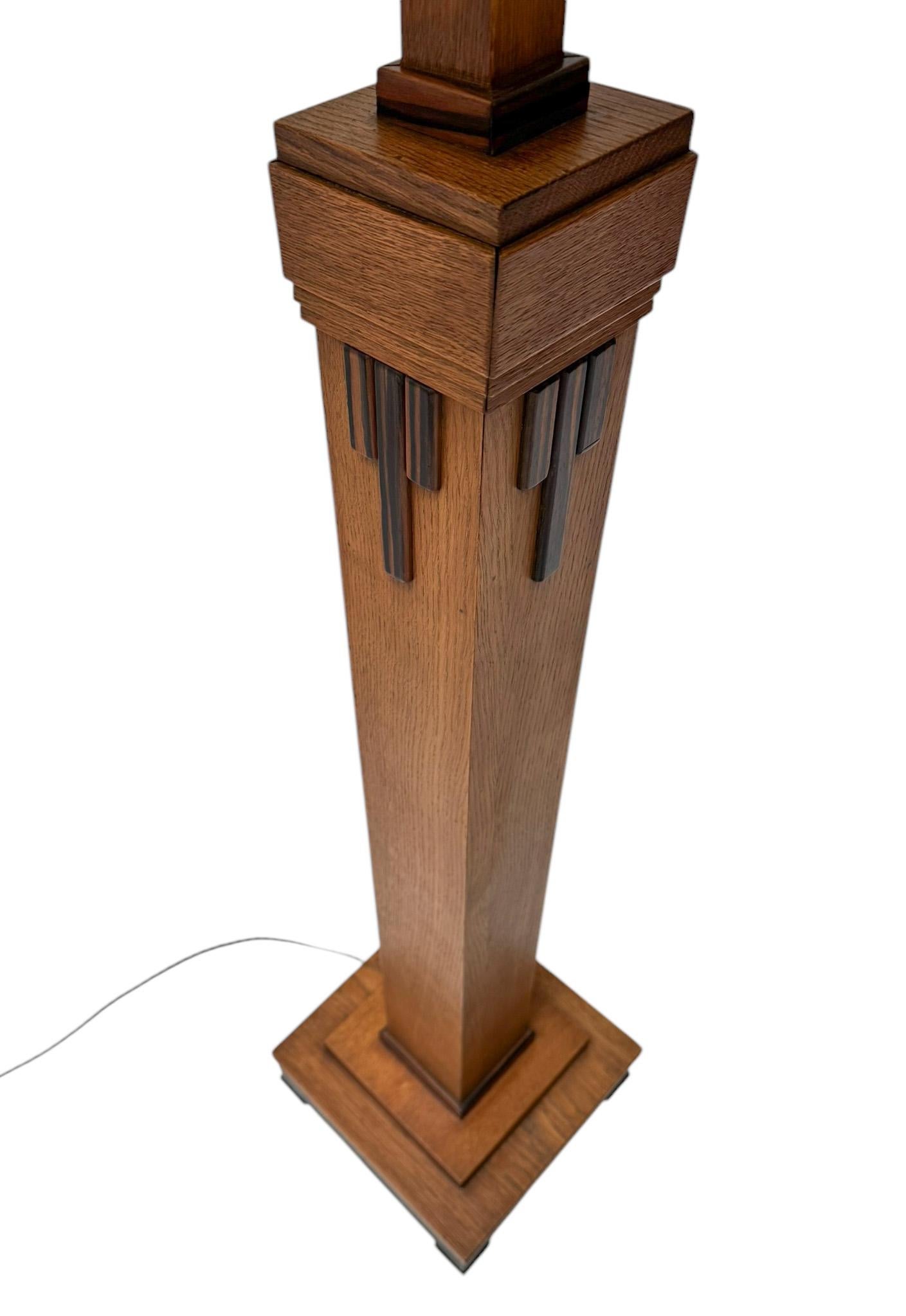 Art Deco Modernist Floor Lamp with Shantung Silk Shade, 1920s For Sale 2