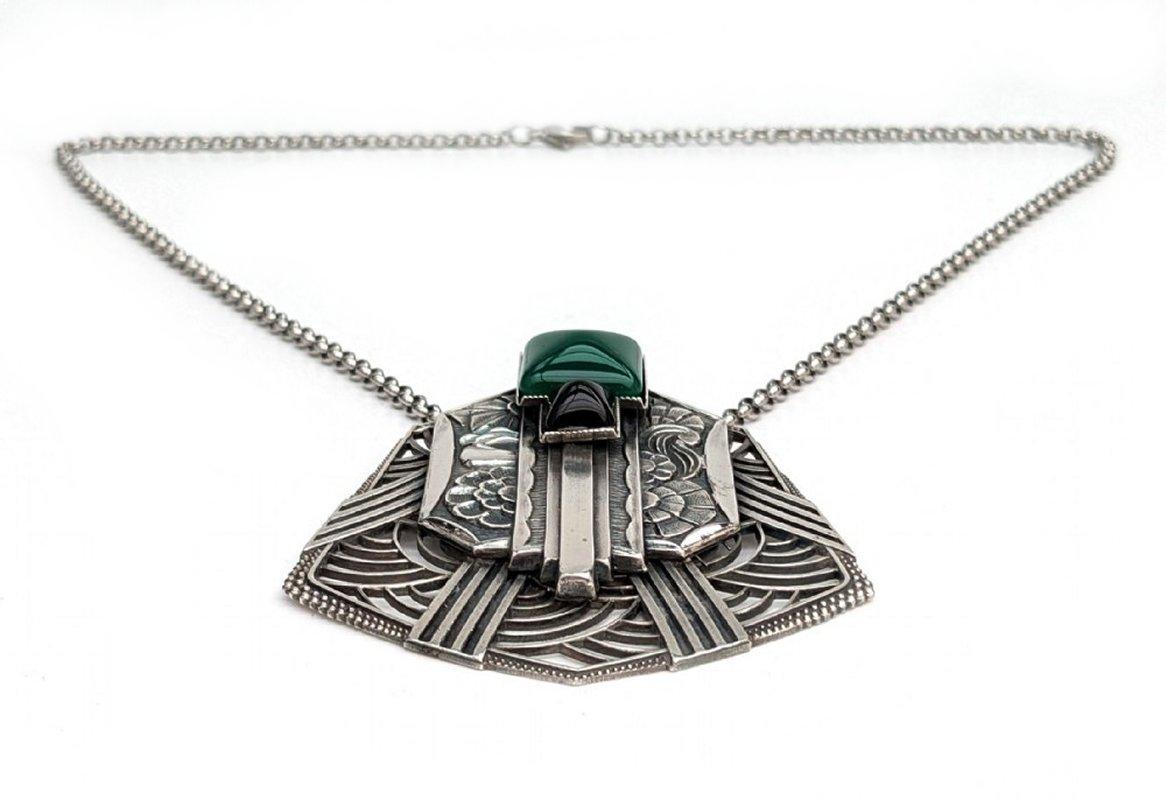 Plaqué argent Collier Art Déco Moderniste Français en vente