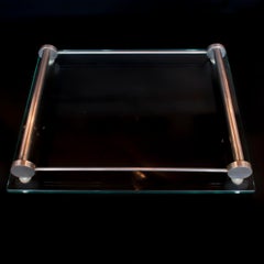 Art Deco Modernist Glass Drinks Tray Glass and Silver Plated English Circa 1935