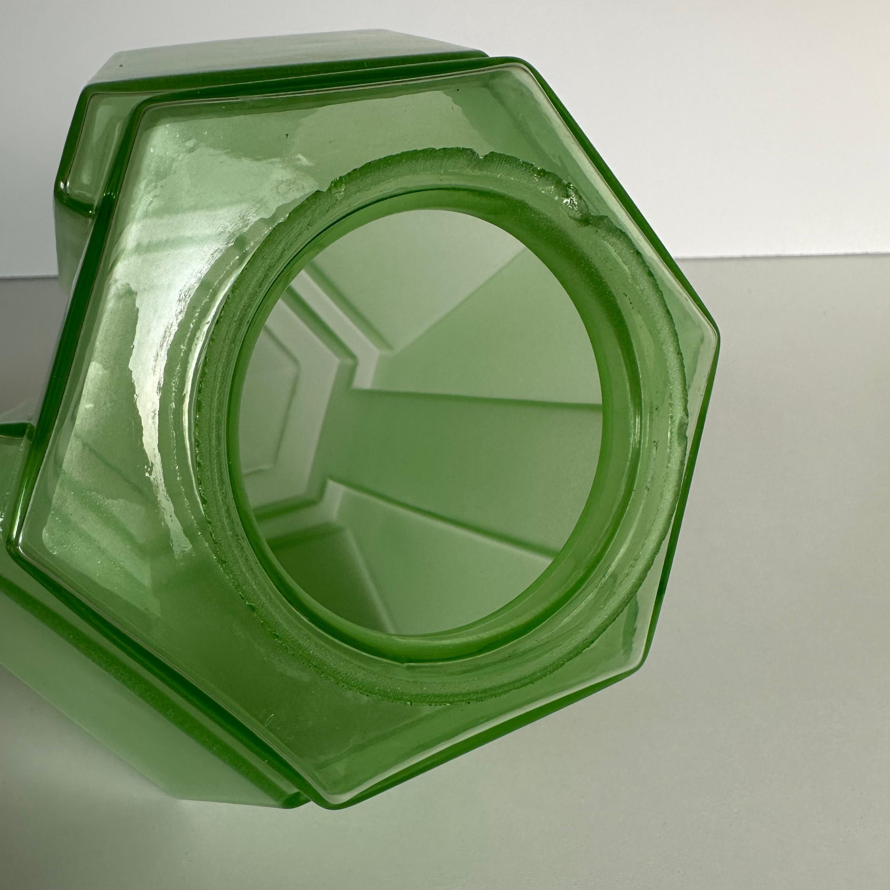 Art Deco Modernist Green Geometric Molded Glass Flush Mount 2