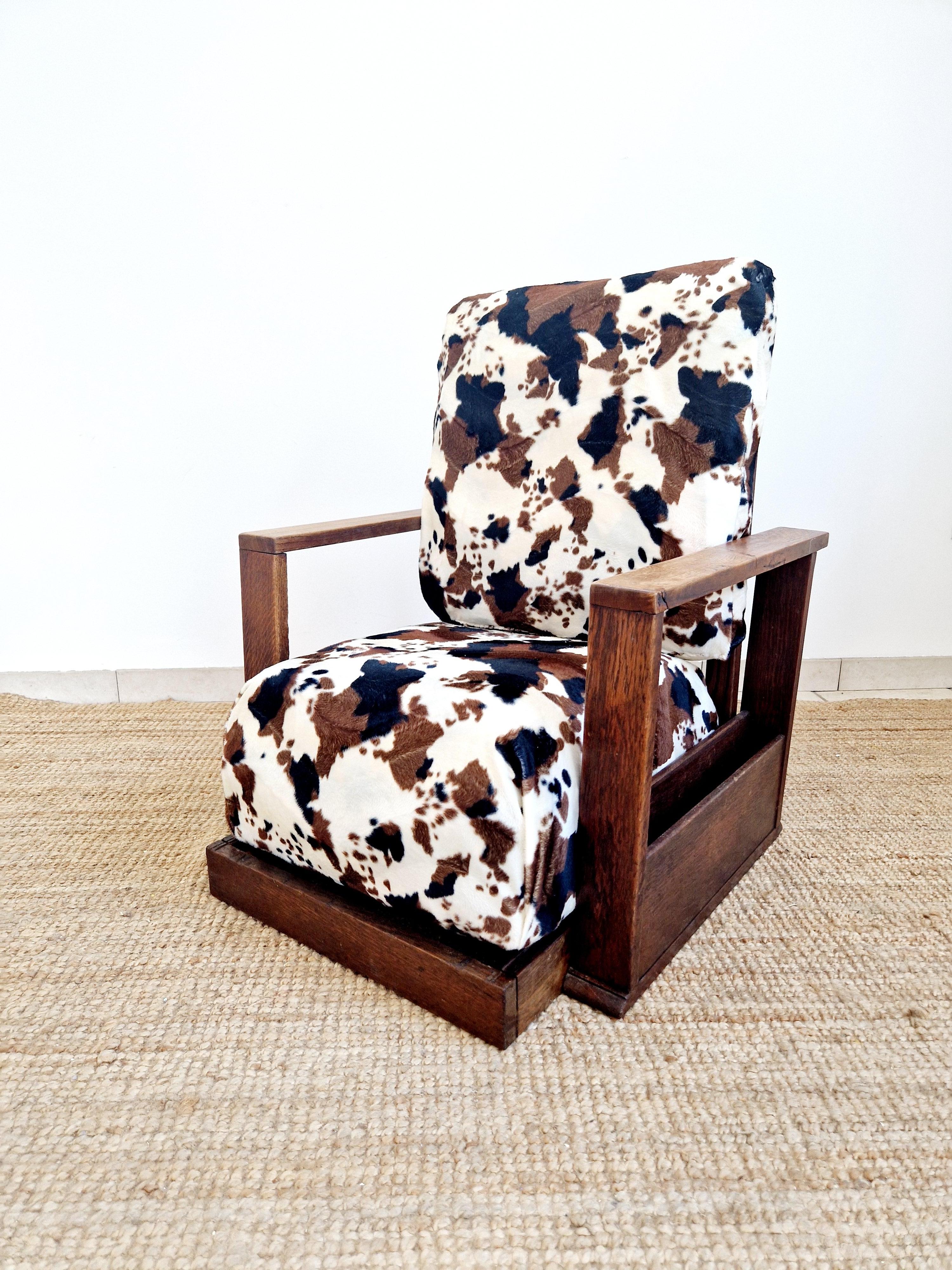 Chêne Fauteuil inclinable art déco moderniste de style Heal's en vente