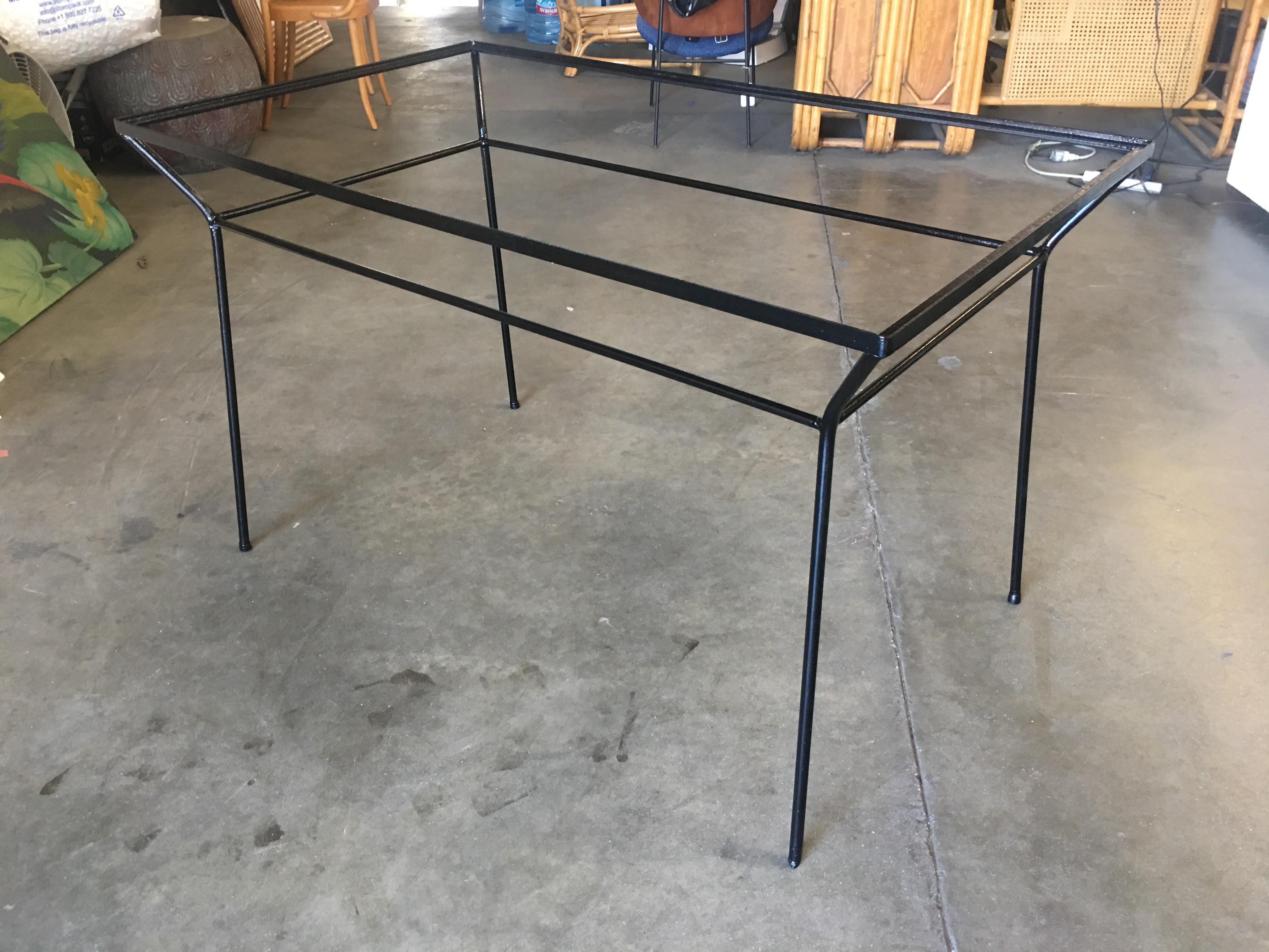 Art Deco Modernist Iron and Glass Patio/Outdoor Table In Excellent Condition In Van Nuys, CA