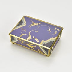 Art Deco Modernist Lacquered Metal Brass Jewelry Box Container Bauhaus Era