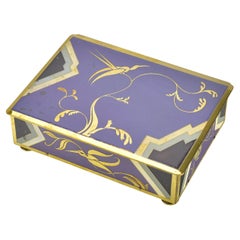 Art Deco Modernist Lacquered Metal Brass Jewelry Box Container Bauhaus Era