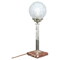 Lampe Art Déco moderniste en marbre, chrome et verre, France, vers 1925