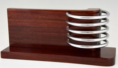 Modernistischer Briefhalter im Art-déco-Stil von Louis Prodhon Palisander und Chrom