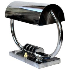 Art Deco Modernist Machine Age Chrome Desk Lamp, circa 1930