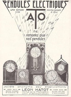 Pendule de cheminée Art Déco moderniste par ATO, années 1930