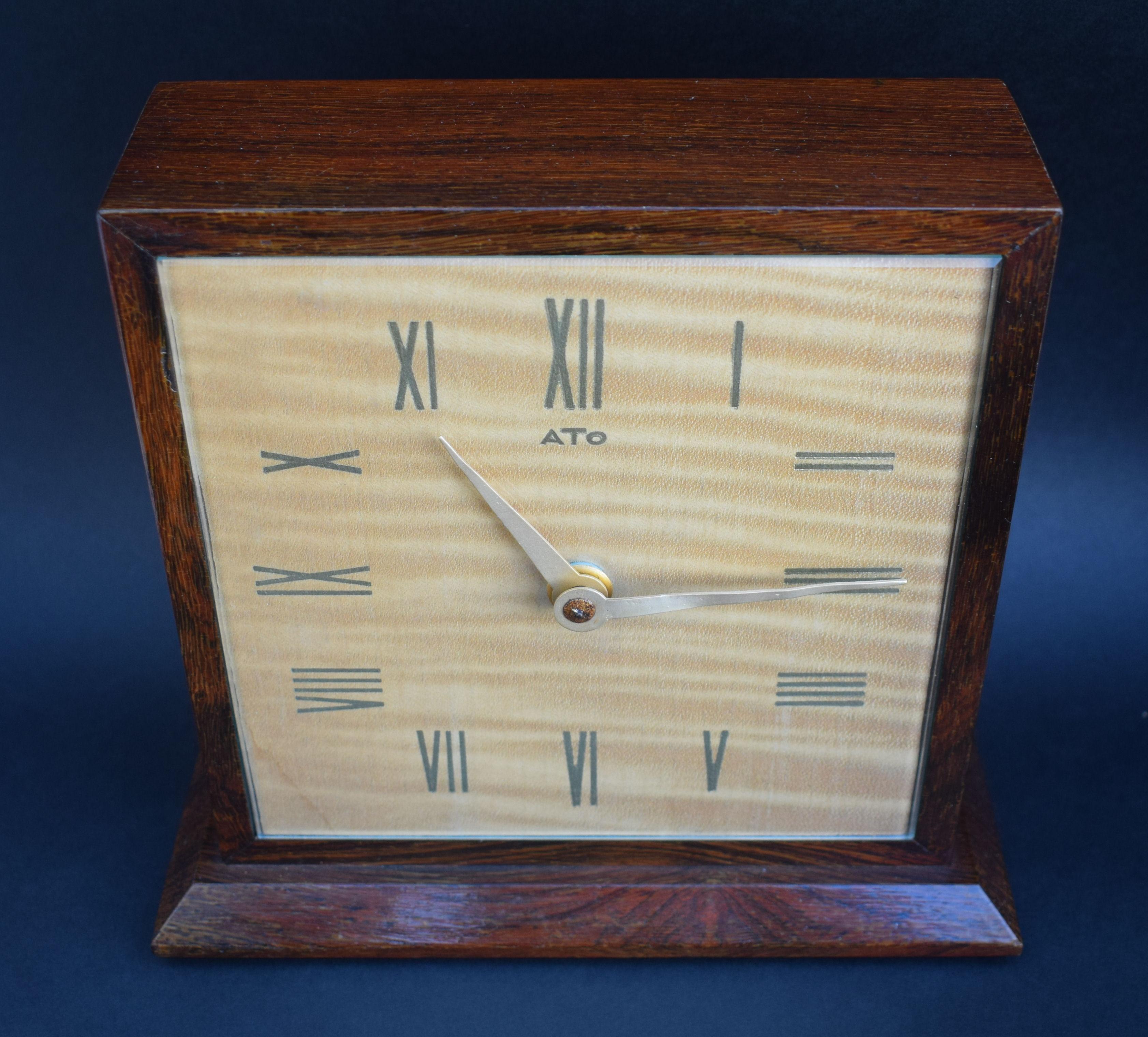 20th Century Art Deco Modernist Mantle Clock by ATO, 1930s