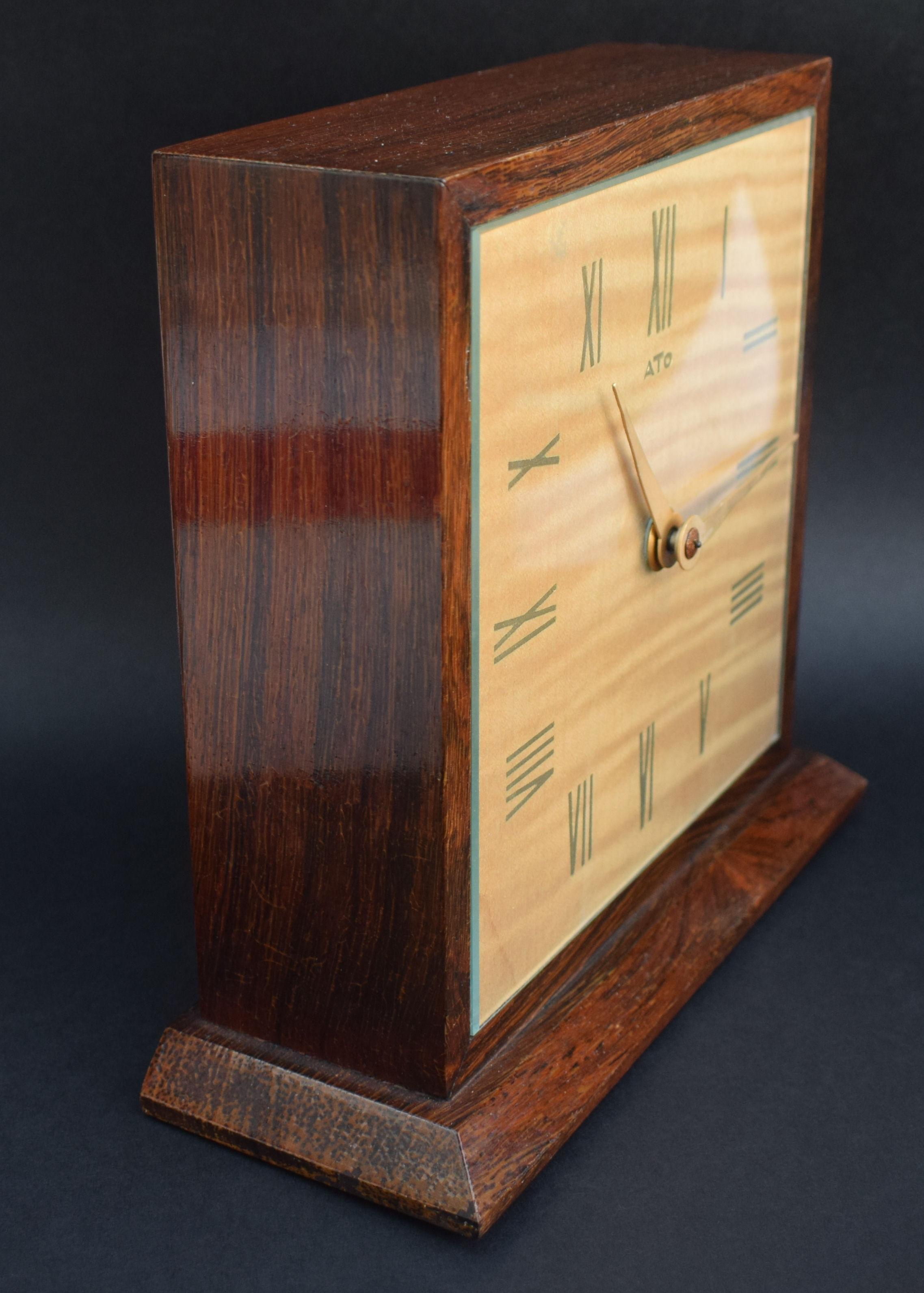 Glass Art Deco Modernist Mantle Clock by ATO, 1930s