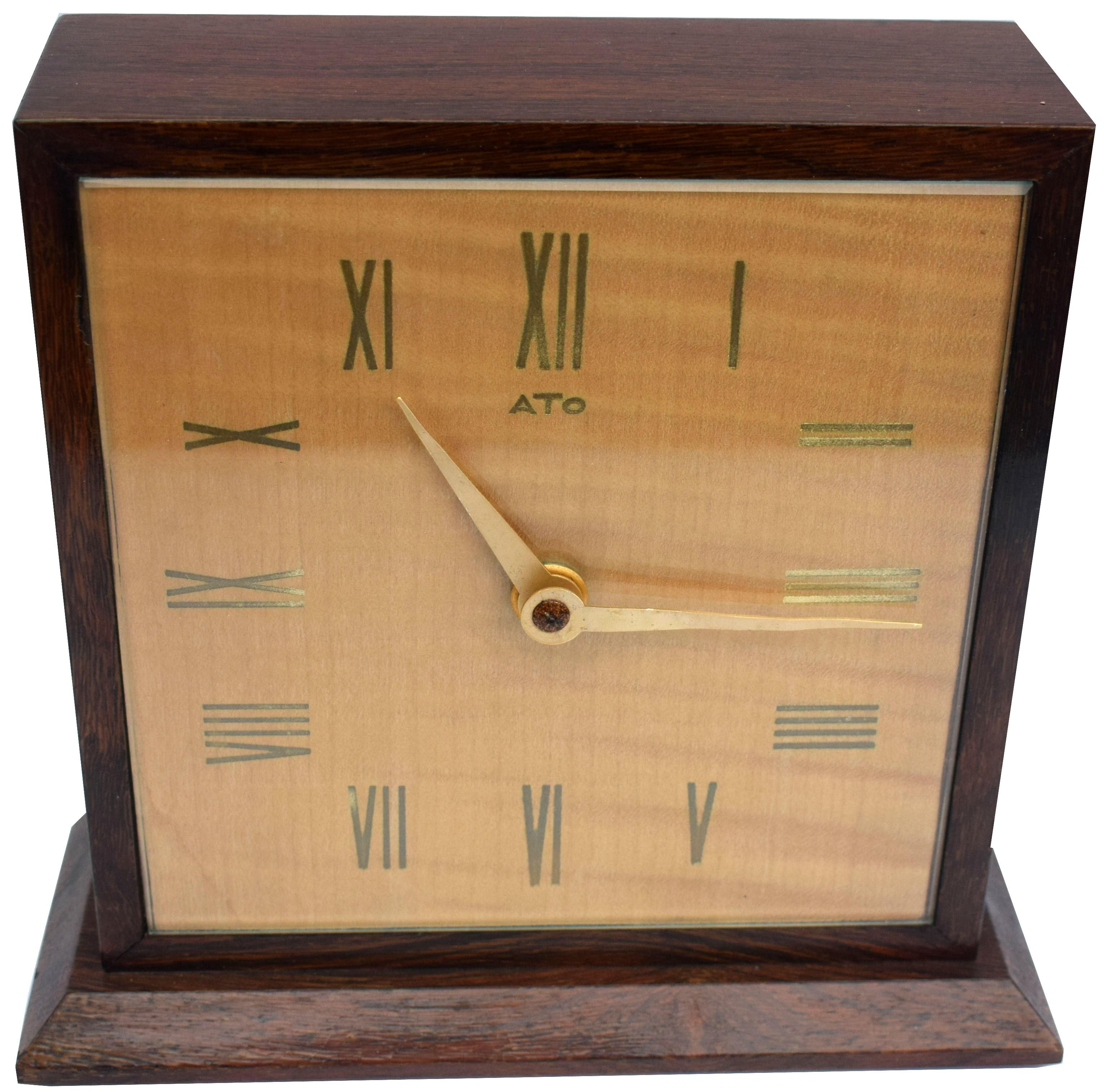 Art Deco Modernist Mantle Clock by ATO, 1930s 1
