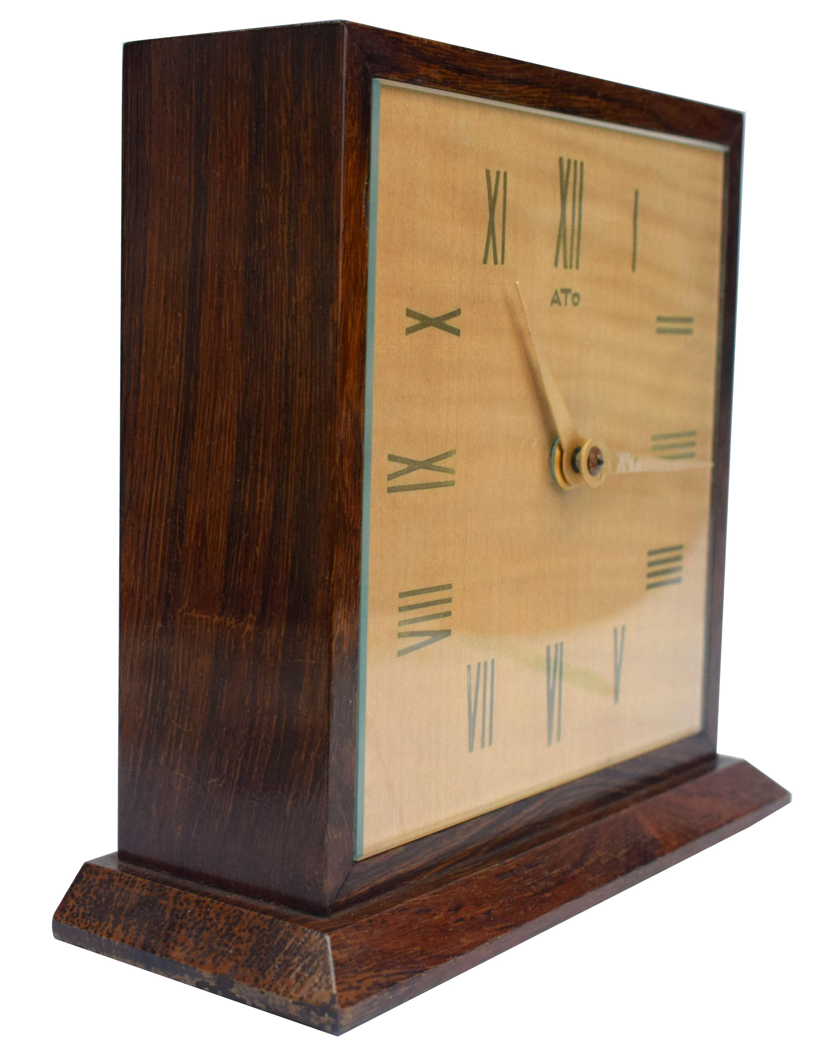 Art Deco Modernist Mantle Clock by ATO, 1930s 2