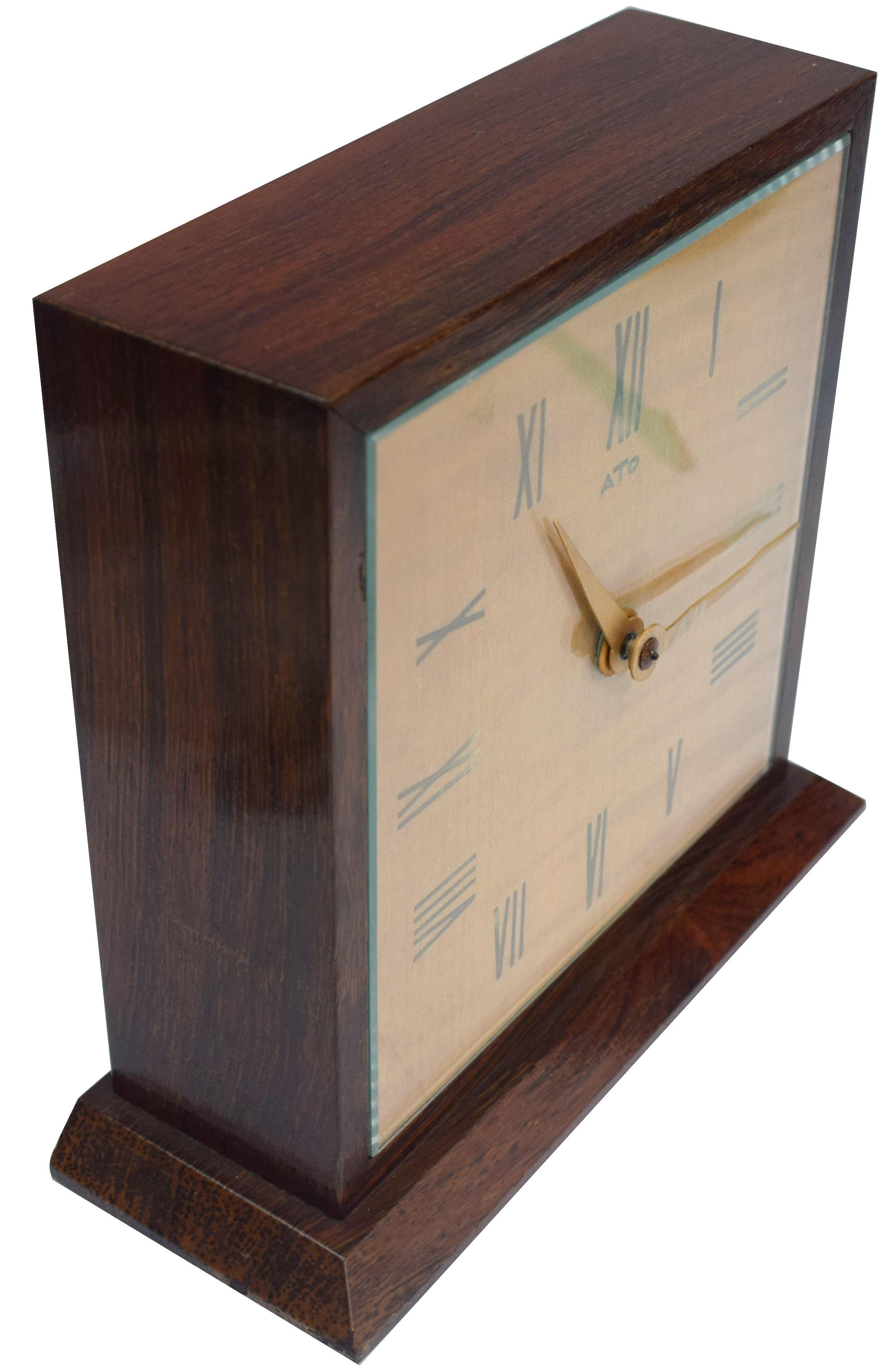 Art Deco Modernist Mantle Clock by ATO, 1930s 3
