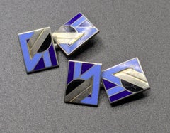 Art Deco Modernist Matching pair of Enamel Gents Cufflinks, circa 1930