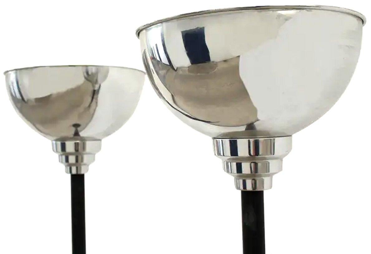 Steel Art Deco Modernist Matching Pair of Floor Lamp Uplighters For Sale