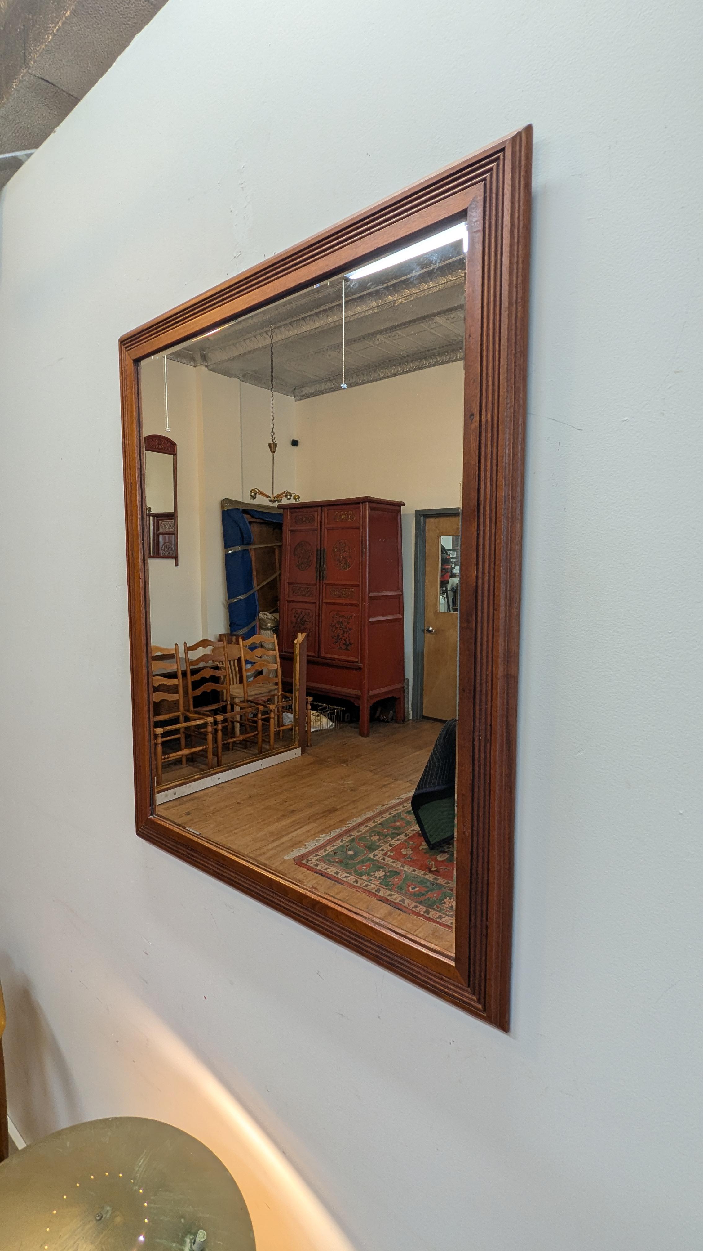 Beveled Art Deco Modernist Mirror For Sale