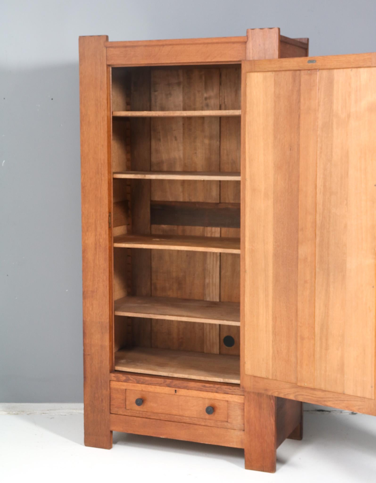 Dutch Art Deco Modernist Oak Armoire or Wardrobe by Hendrik Wouda for Pander, 1924 For Sale
