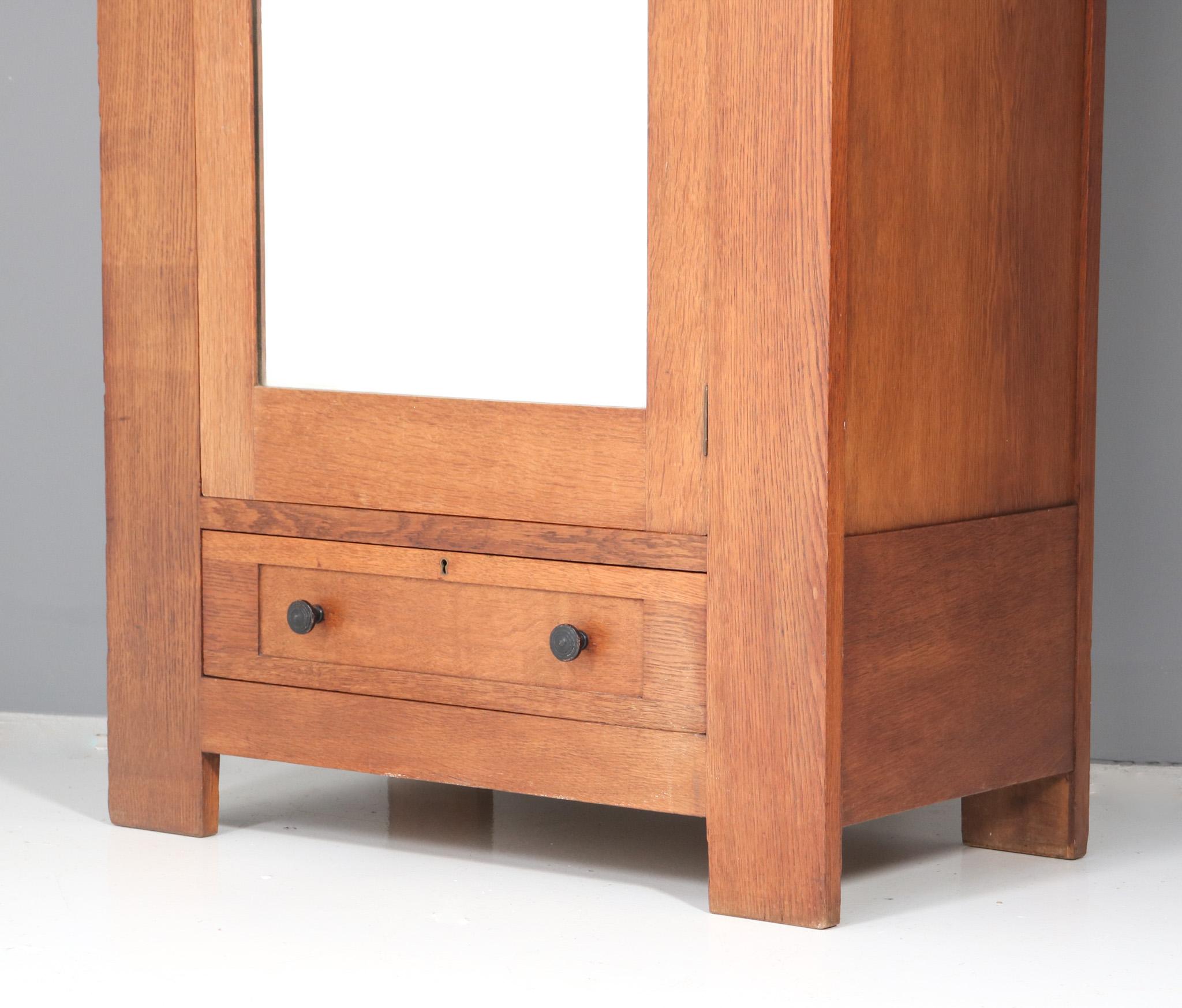 Early 20th Century Art Deco Modernist Oak Armoire or Wardrobe by Hendrik Wouda for Pander, 1924 For Sale