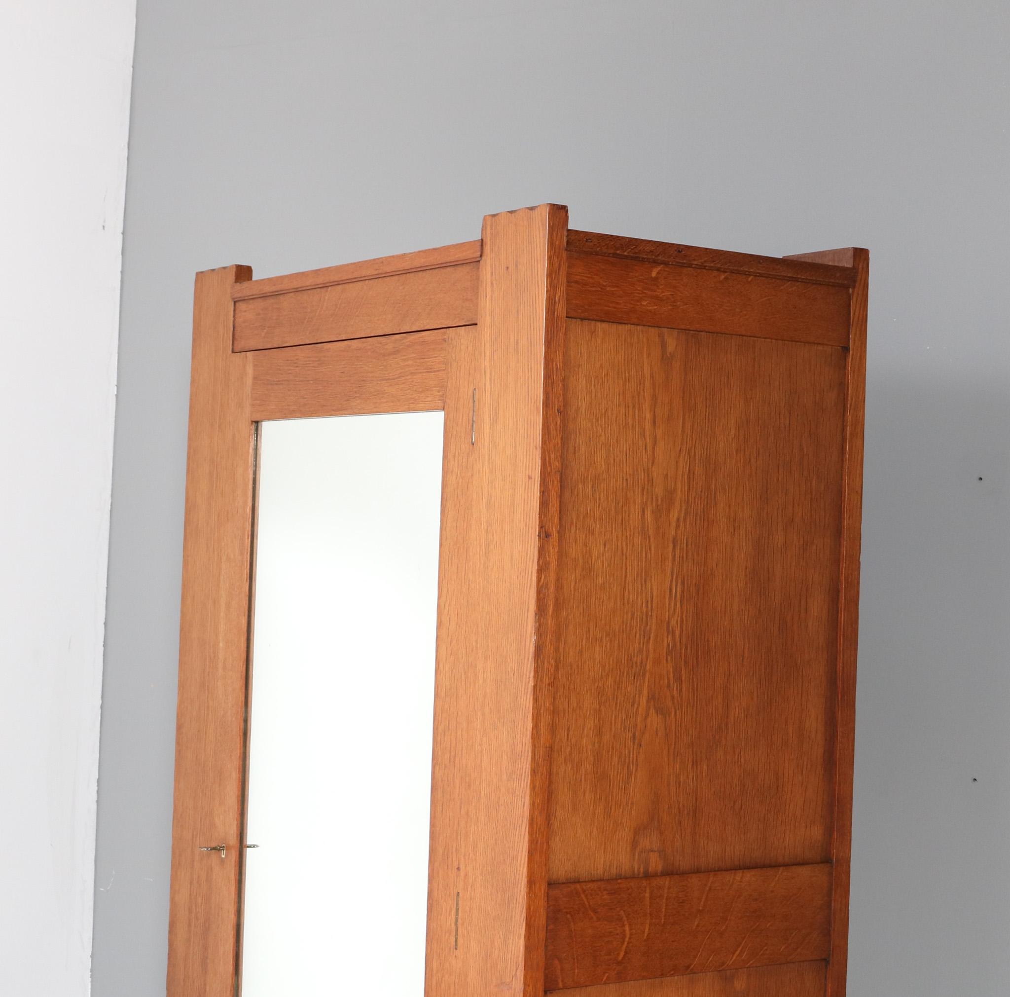 Mirror Art Deco Modernist Oak Armoire or Wardrobe by Hendrik Wouda for Pander, 1924 For Sale