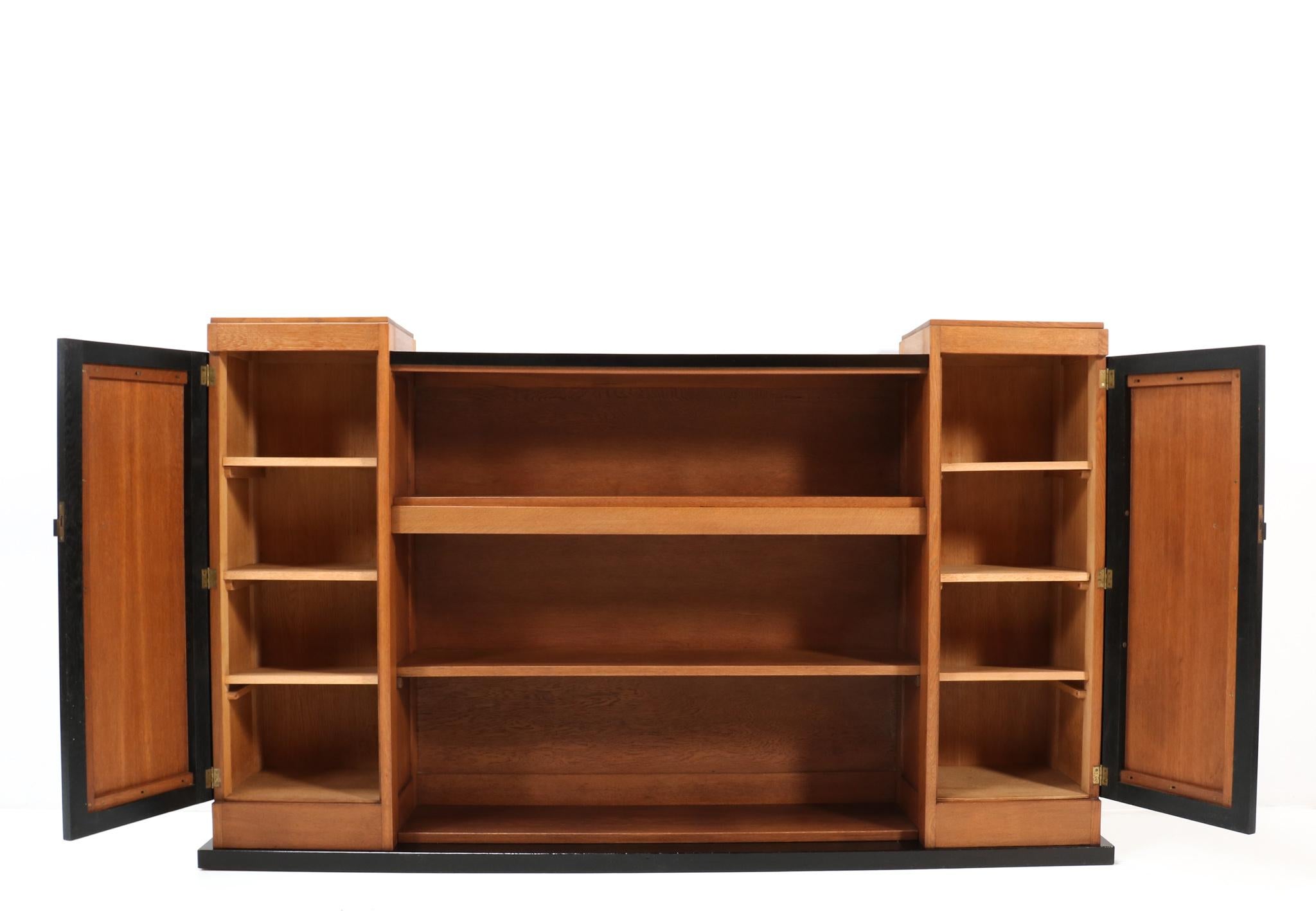 Early 20th Century  Art Deco Modernist Oak Bookcase or Credenza by Jan Brunott, 1920s For Sale