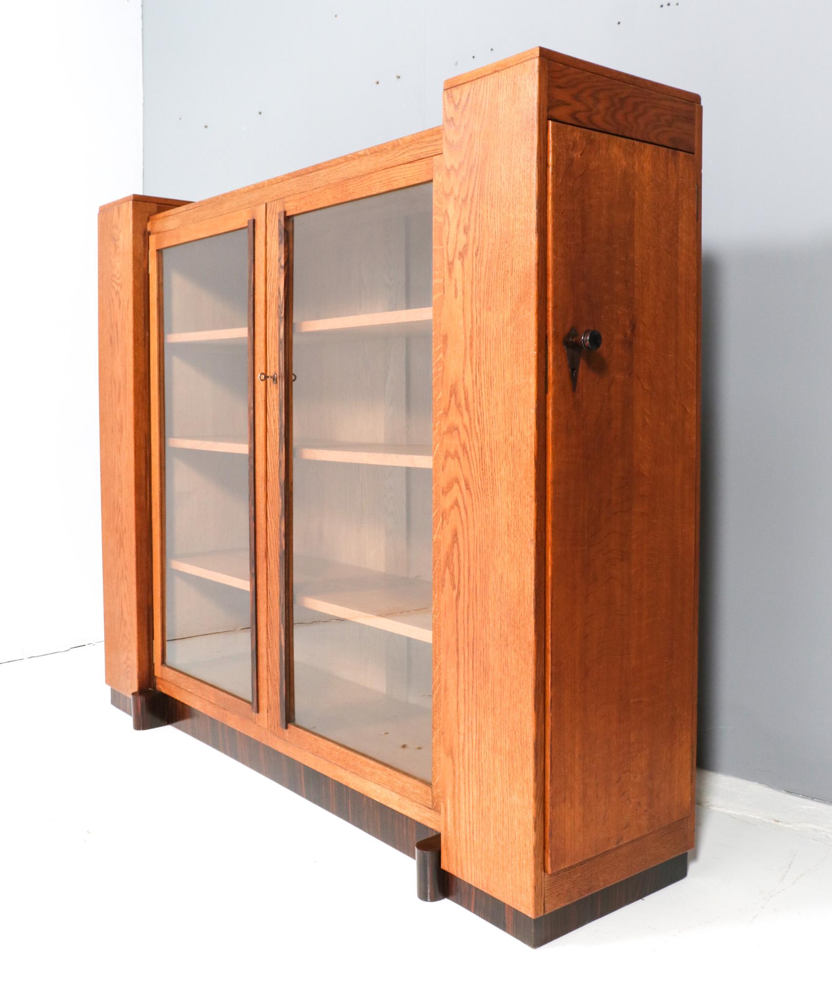 Early 20th Century  Art Deco Modernist Oak Four-Door Bookcase, 1920s For Sale