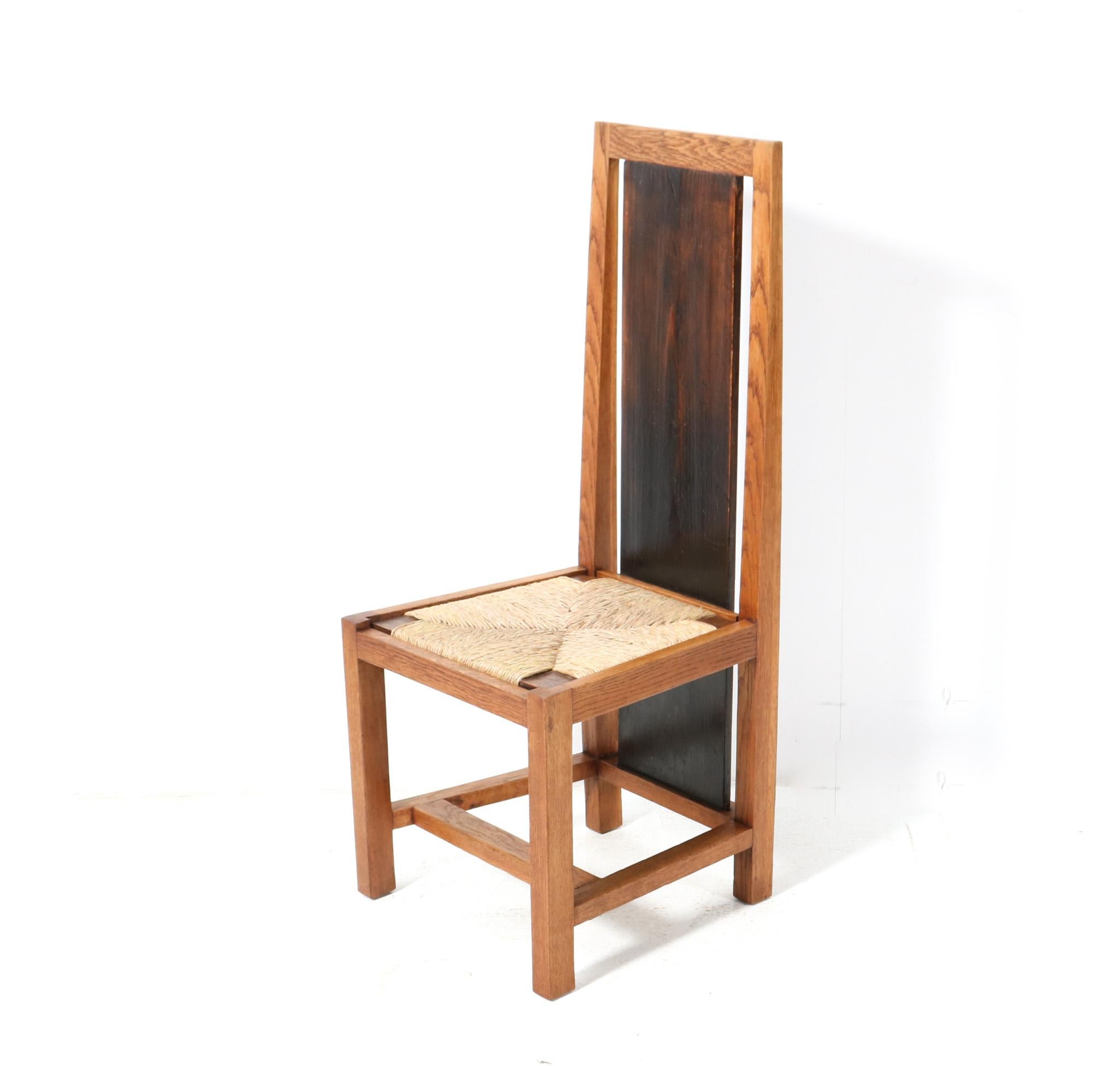  Art Deco Modernist Oak High Back Chair von Cor Alons, 1923 im Zustand „Gut“ im Angebot in Amsterdam, NL