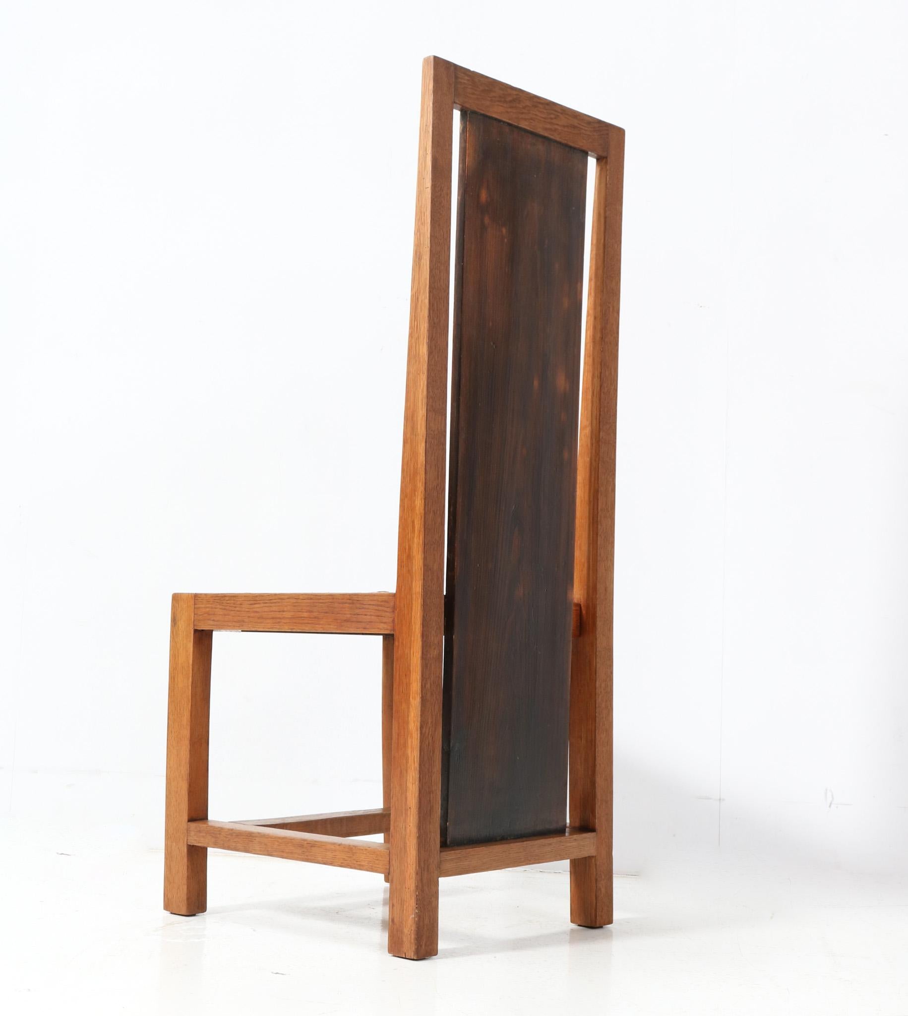 Jonc  Chaise à haut dossier Art Déco moderniste en chêne par Cor Alons, 1923 en vente