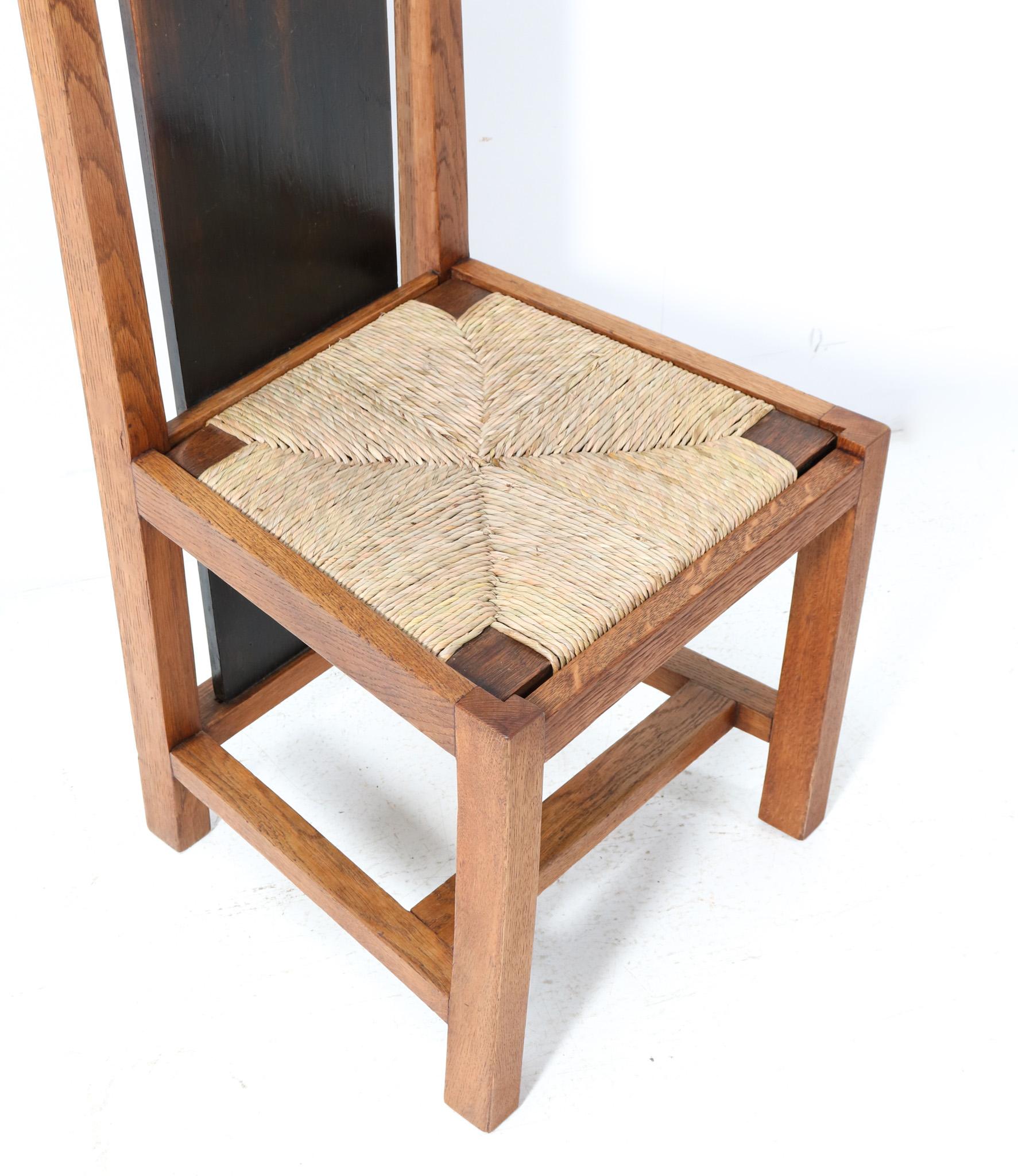  Chaise à haut dossier Art Déco moderniste en chêne par Cor Alons, 1923 en vente 1