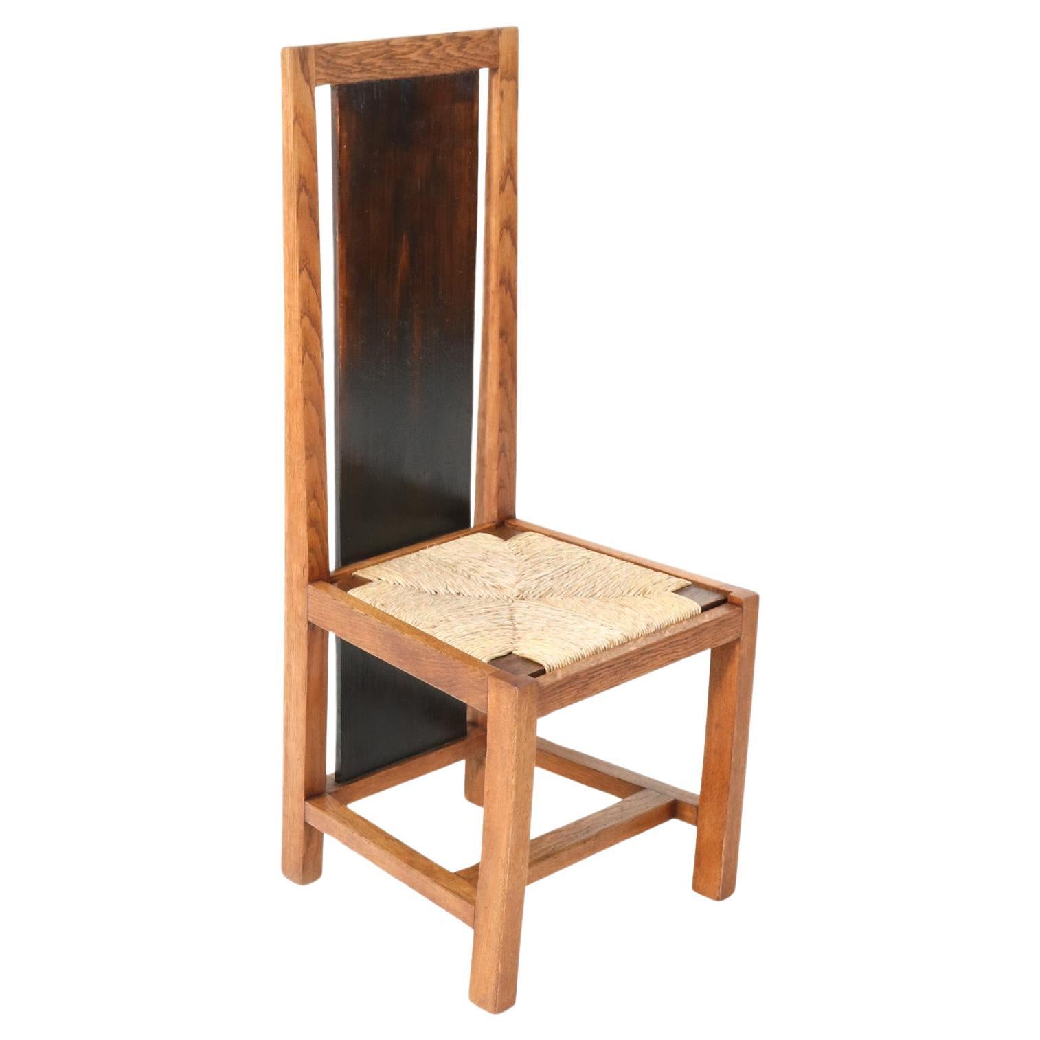  Chaise à haut dossier Art Déco moderniste en chêne par Cor Alons, 1923 en vente