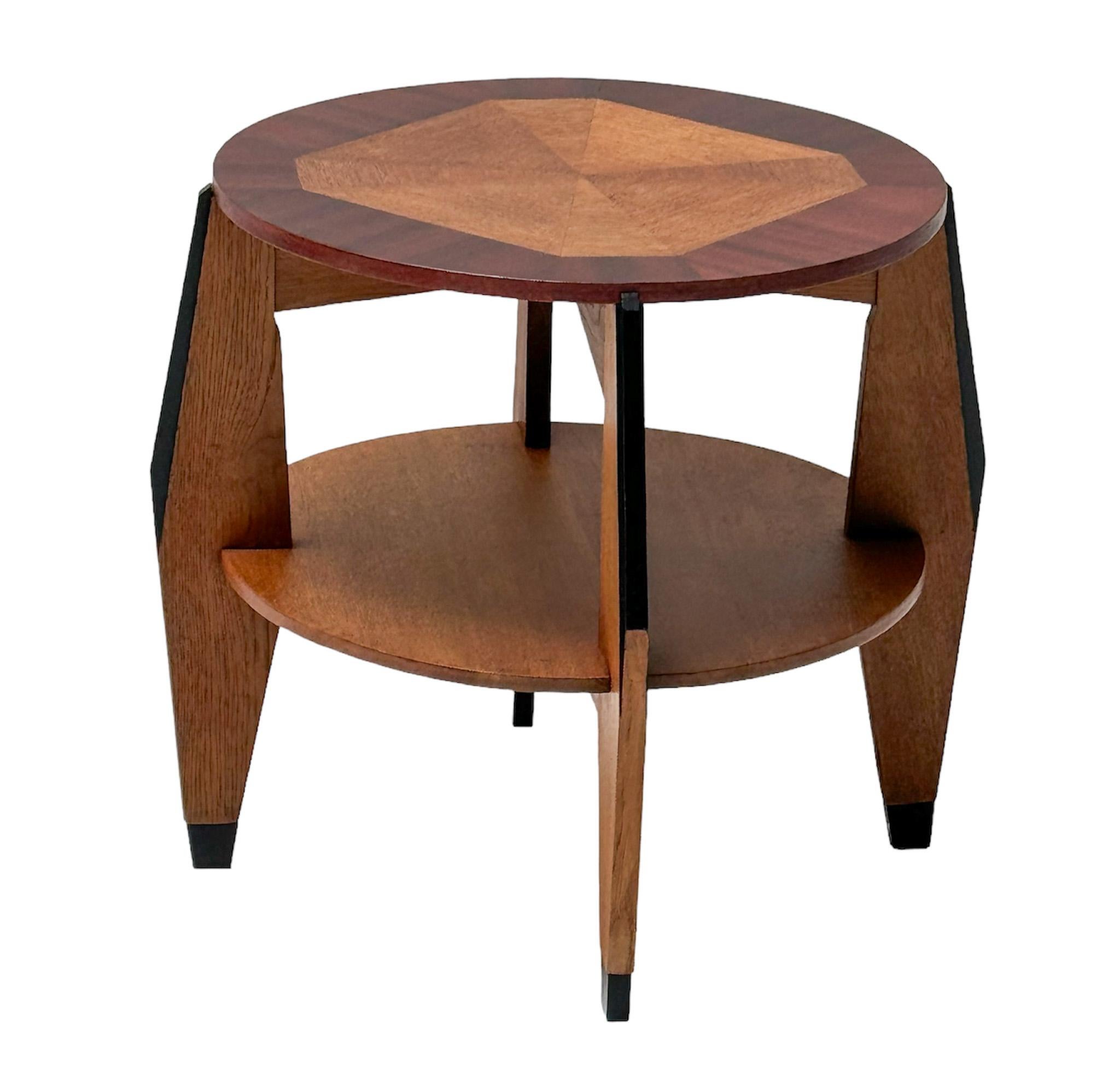  Art Deco Modernist Oak Side Table by P.E.L. Izeren for De Genneper Molen, 1920s For Sale 1