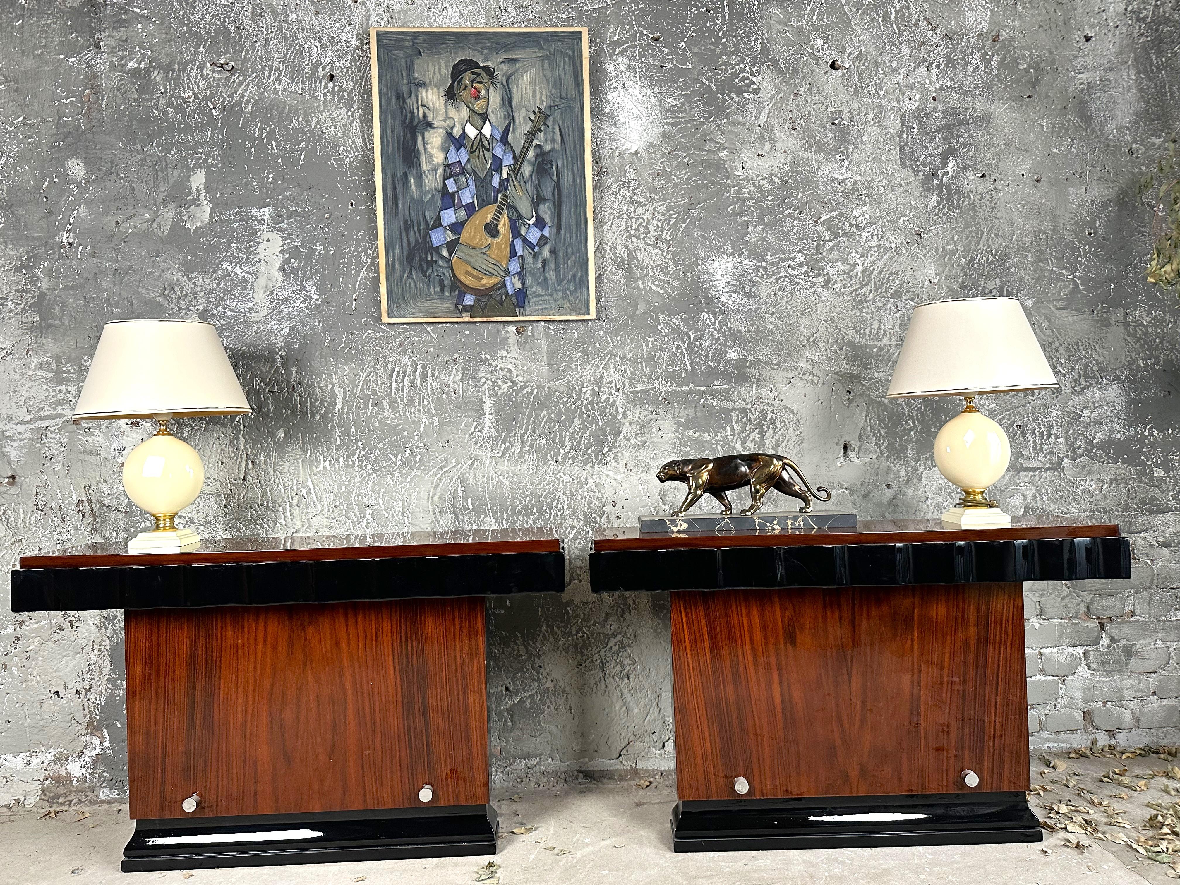 French Art Deco Modernist Pair of Console Tables by Kristian Krass, France 1935 For Sale