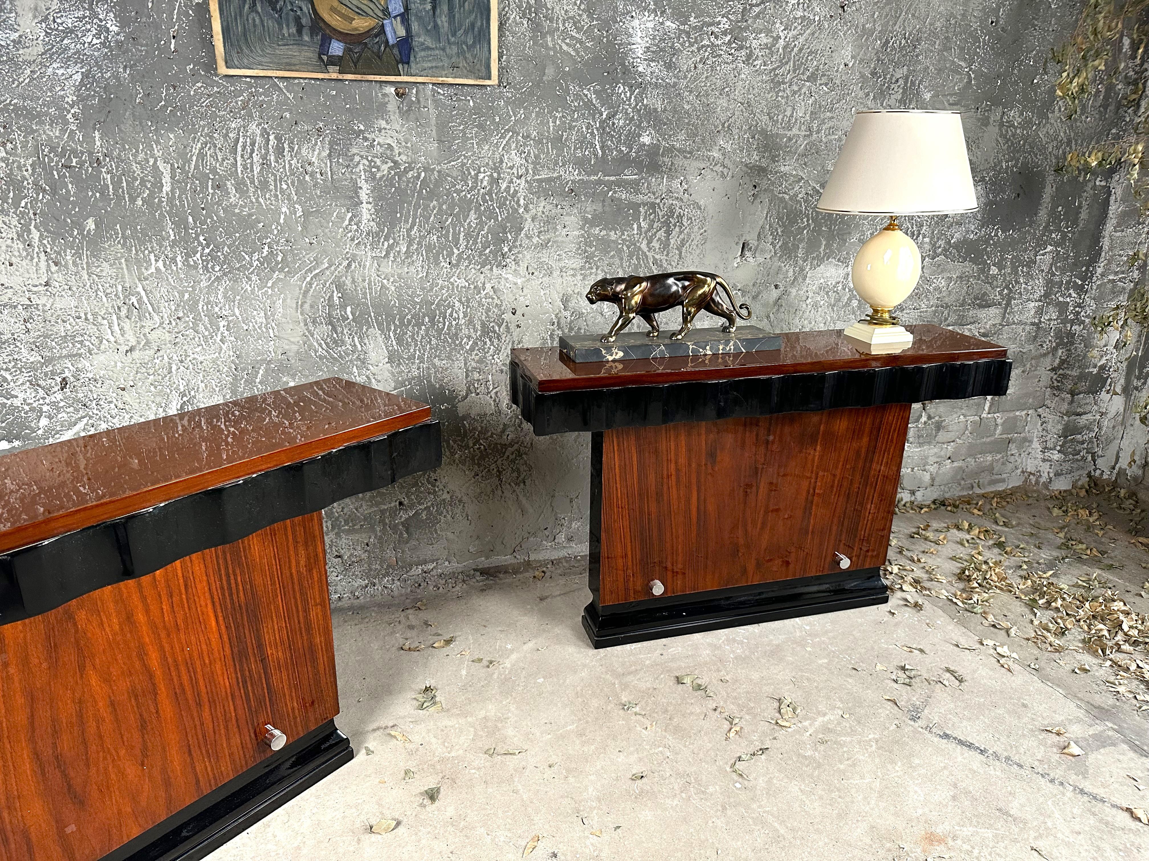Mid-20th Century Art Deco Modernist Pair of Console Tables by Kristian Krass, France 1935 For Sale