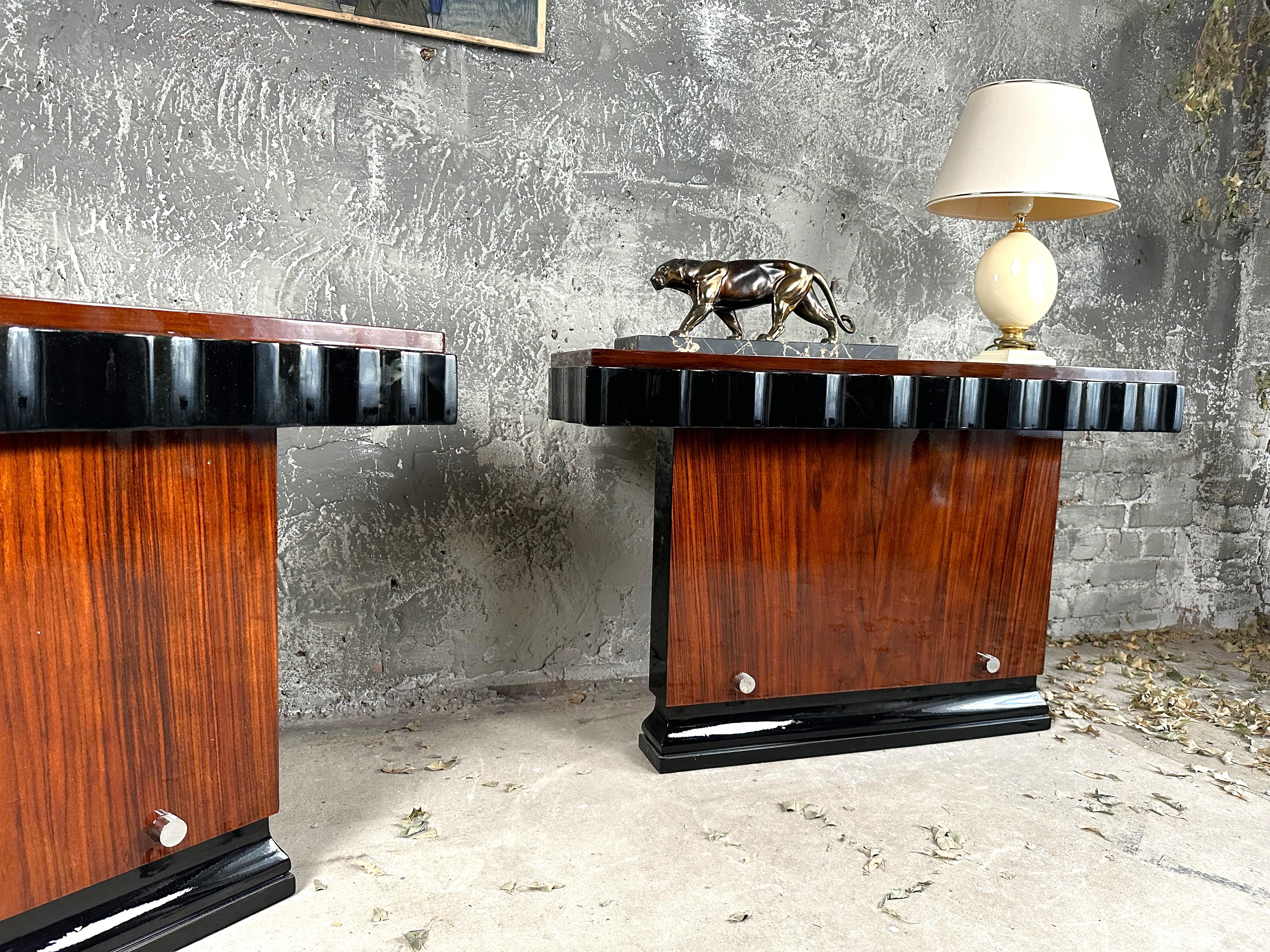 Chrome Art Deco Modernist Pair of Console Tables by Kristian Krass, France 1935 For Sale