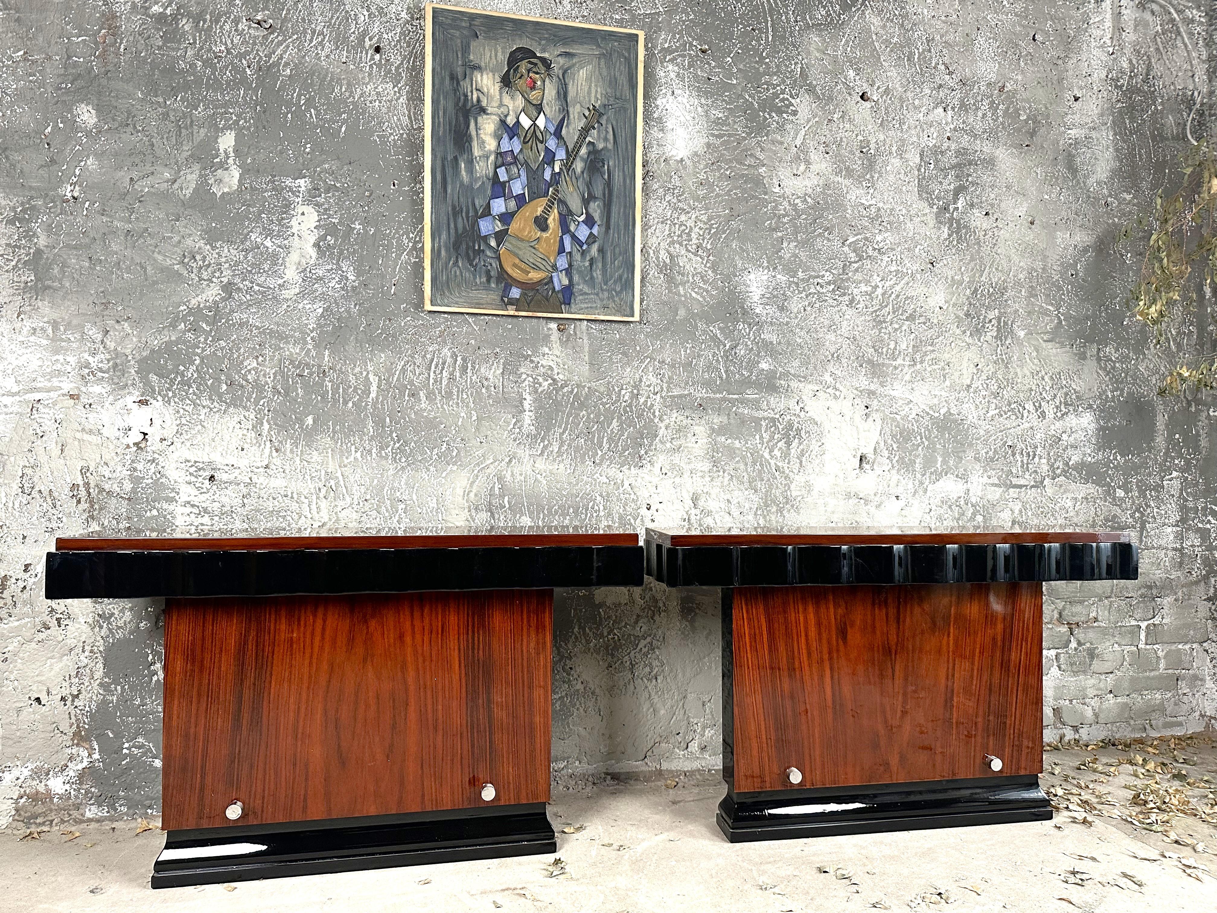 Art Deco Modernist Pair of Console Tables by Kristian Krass, France 1935 For Sale 1