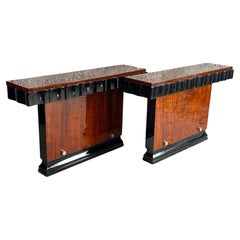 Vintage Art Deco Modernist Pair of Console Tables by Kristian Krass, France 1935