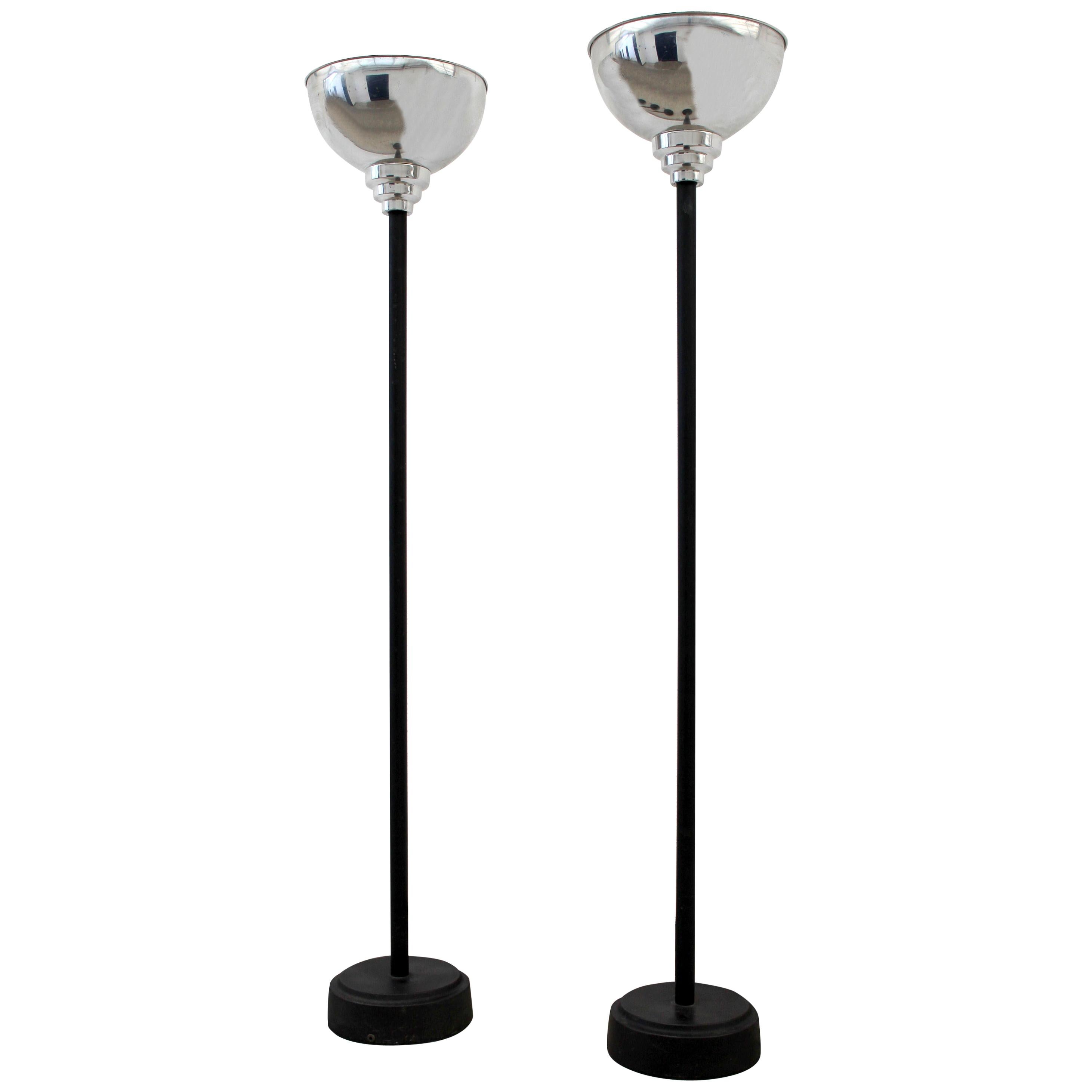 Art Deco Modernist Pair of Floor Lamp Uplighters, c1930 For Sale