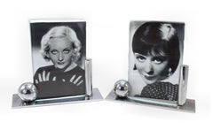 Art Deco Modernist Pair of Matching Chrome Picture Frames, circa 1930s