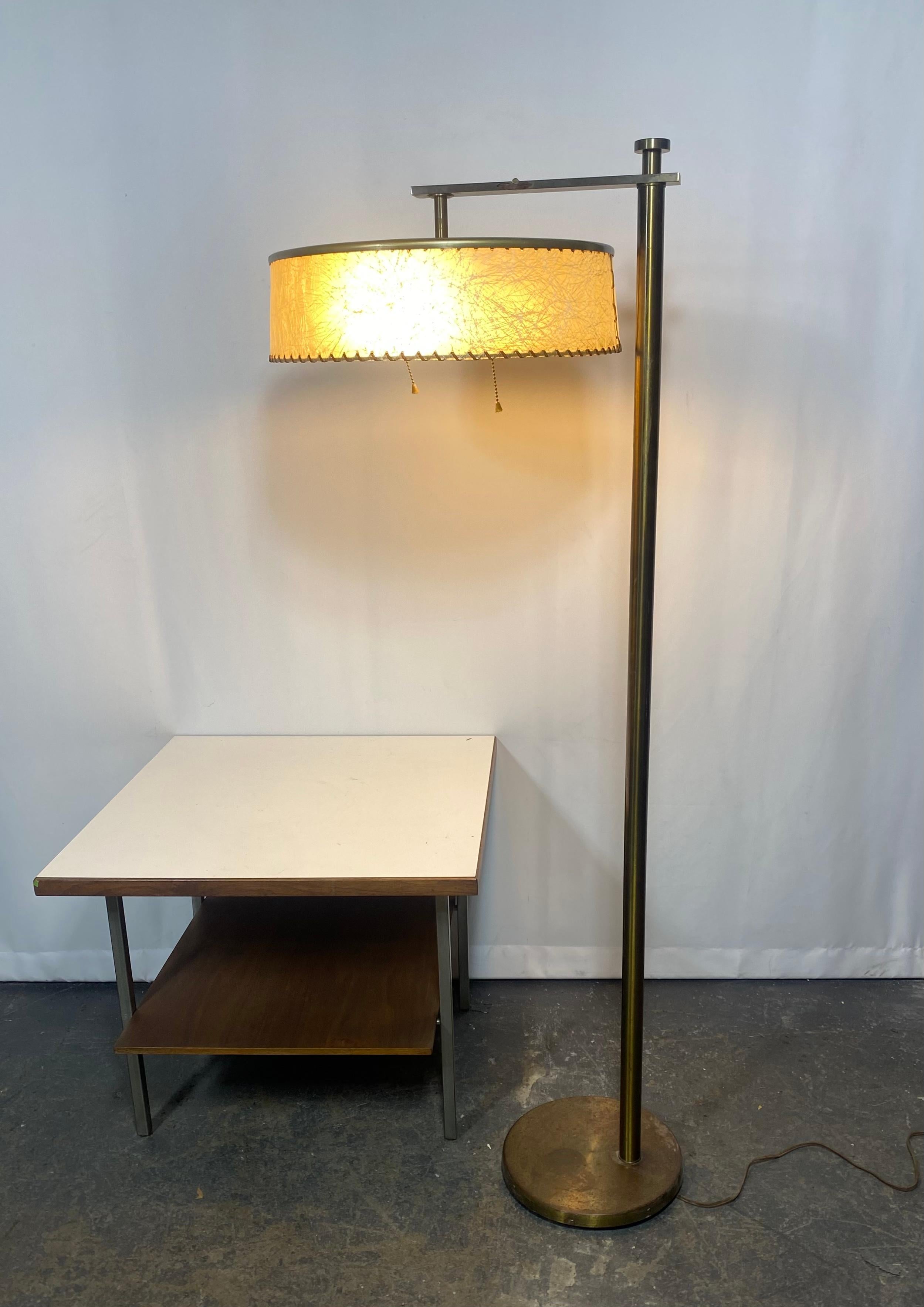 Brass Art Deco/ Modernist Reading or Torchiere Flip Lamp by Kurt Versen For Sale
