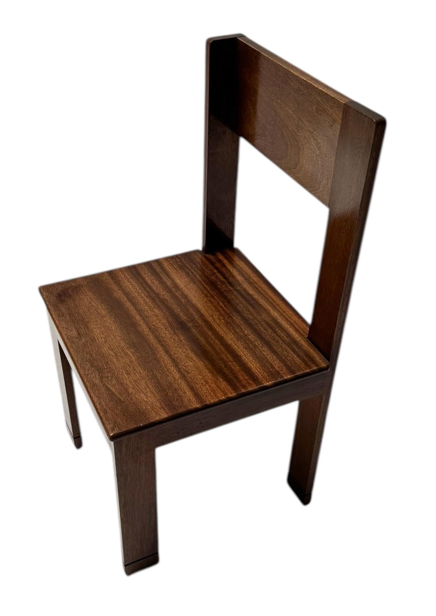 Walnut Art Deco Modernist Side Chair by J.A. Muntendam for L.O.V. Oosterbeek, 1920s For Sale