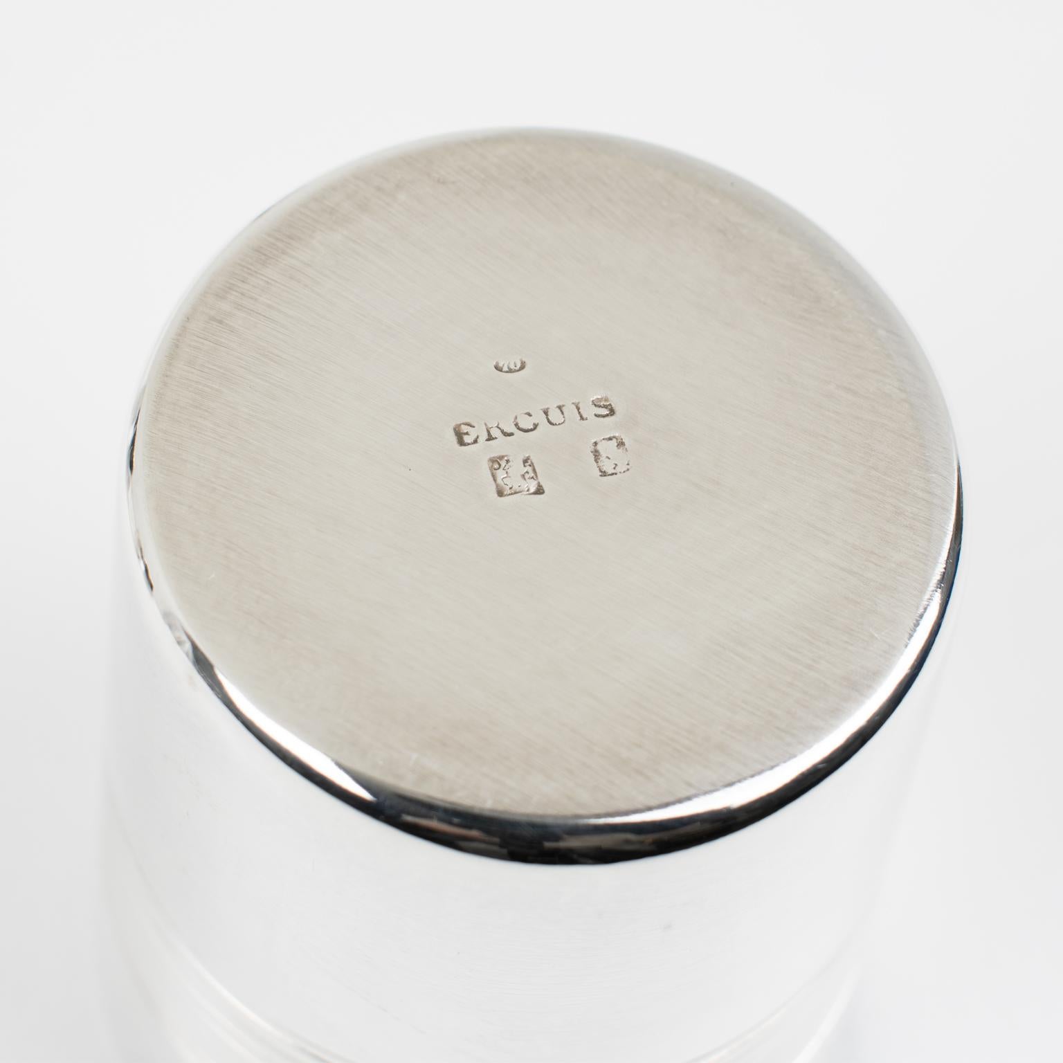 Coupes à cocktail ou verres à liqueur en métal argenté Art Déco Moderniste par Ercuis en vente 1
