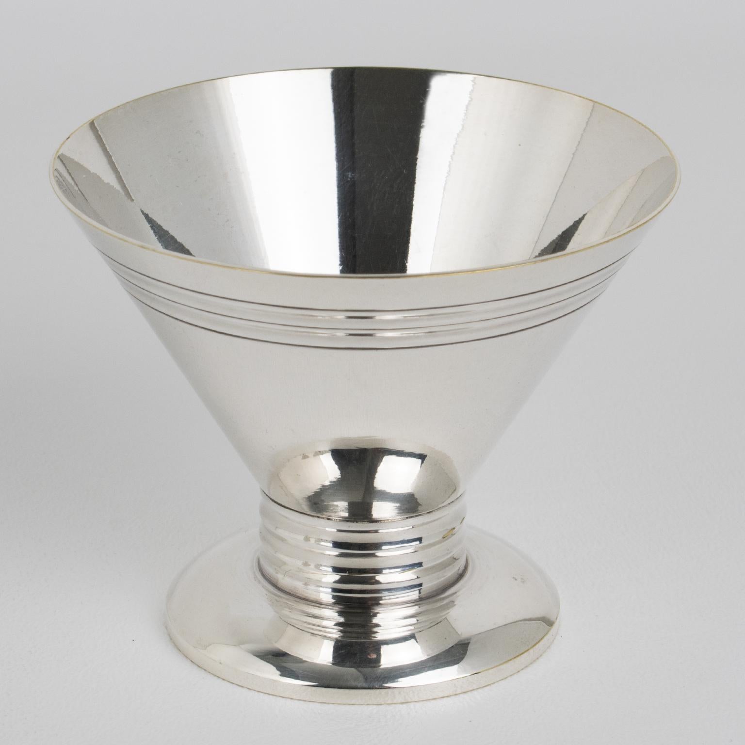 Art Deco Modernist Silver Plate Cocktail Cordial Cups or Shot Glasses Set of 6 2