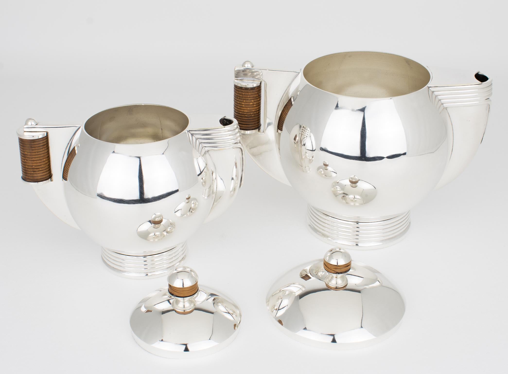 Metà XX secolo Set da tè e caffè in argento in stile Art Deco Modernista dell'argentiere Argit, circa 1930 in vendita