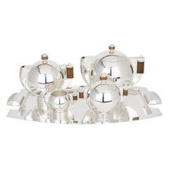 Art Deco Modernist Silver Plate Tea Coffee Set by Silversmith Argit, circa 1930 Art Deco Modernist Silver Plate Tea Coffee Set by Silversmith Argit, circa 1930