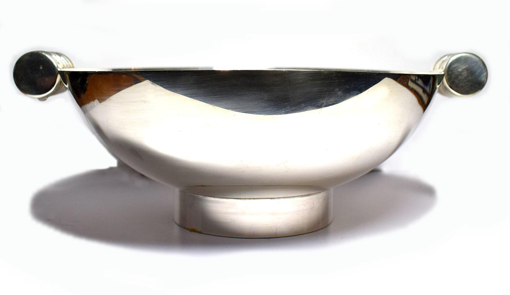 20th Century Art Deco Modernist Silver Plated Bowl
