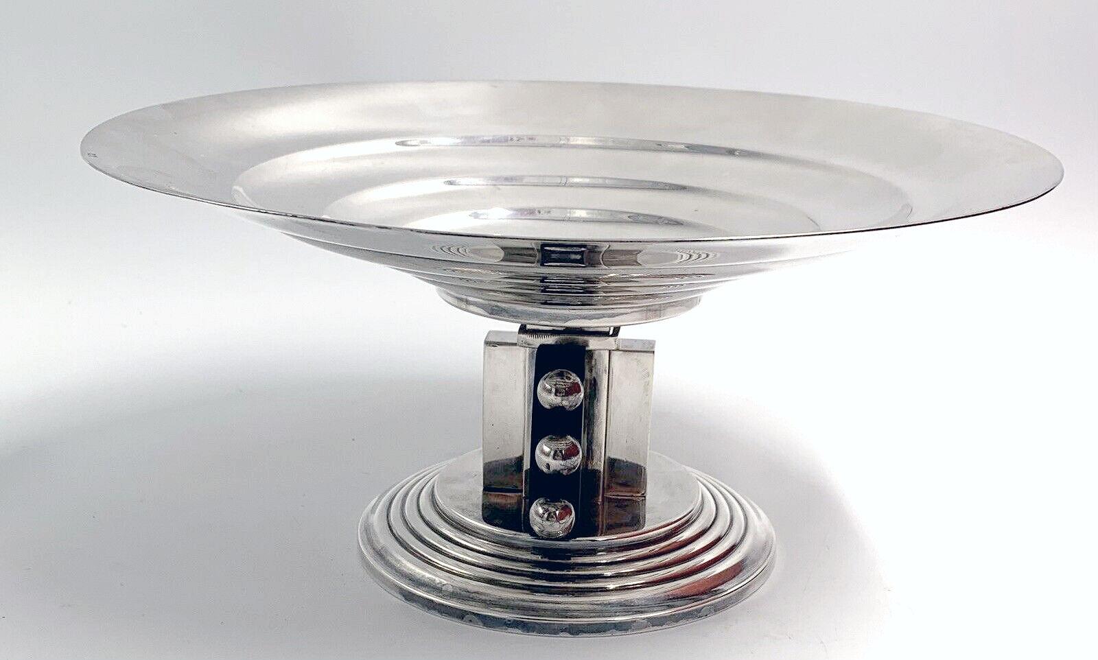 French Art Deco Modernist Silver Plated Comport By ORBRILLE, France, c1930 For Sale