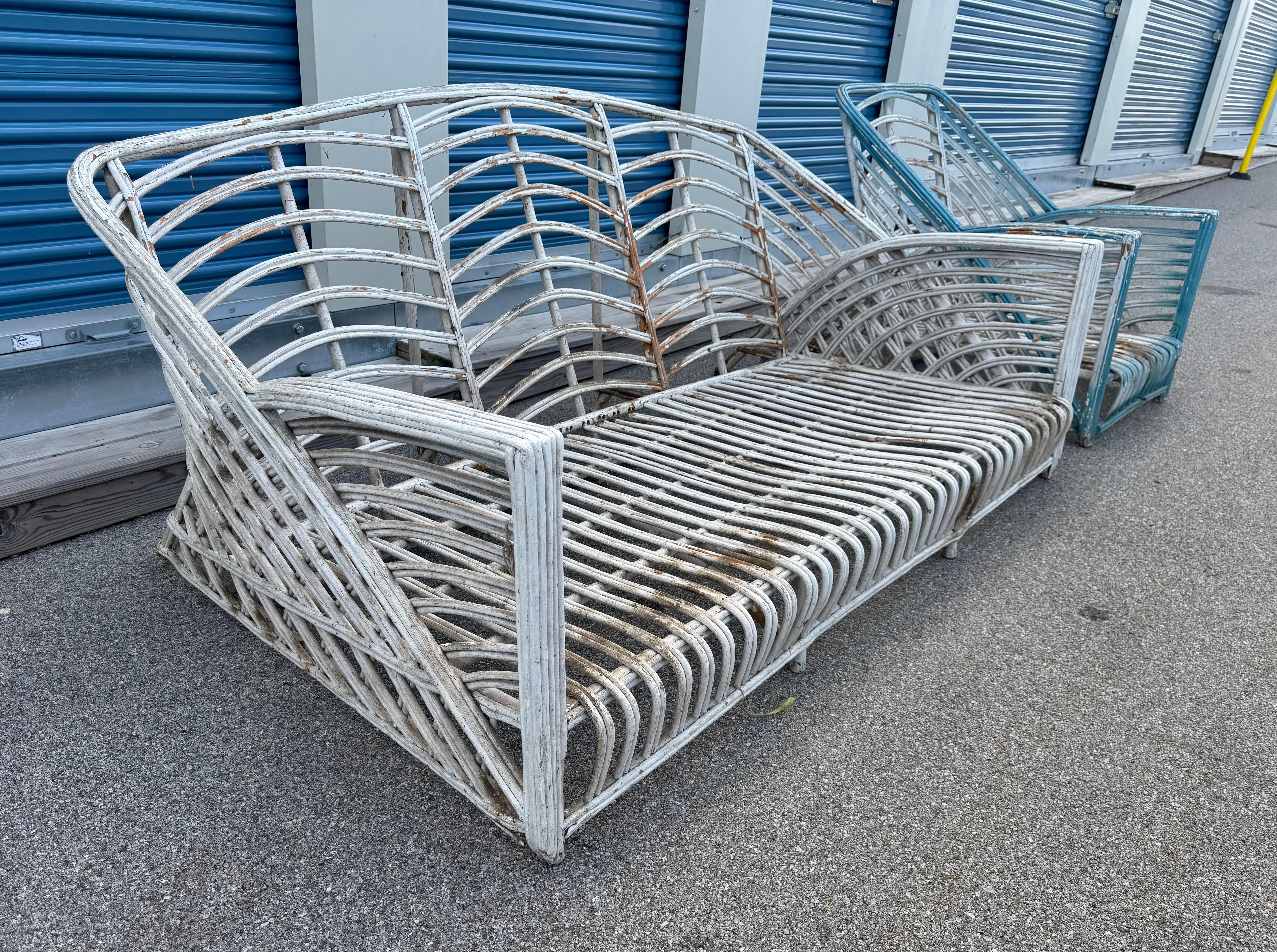 Art Deco , mODERnist Sofa & Chair / Reed /Rattan / Wicker attr à Art Reed en vente 2