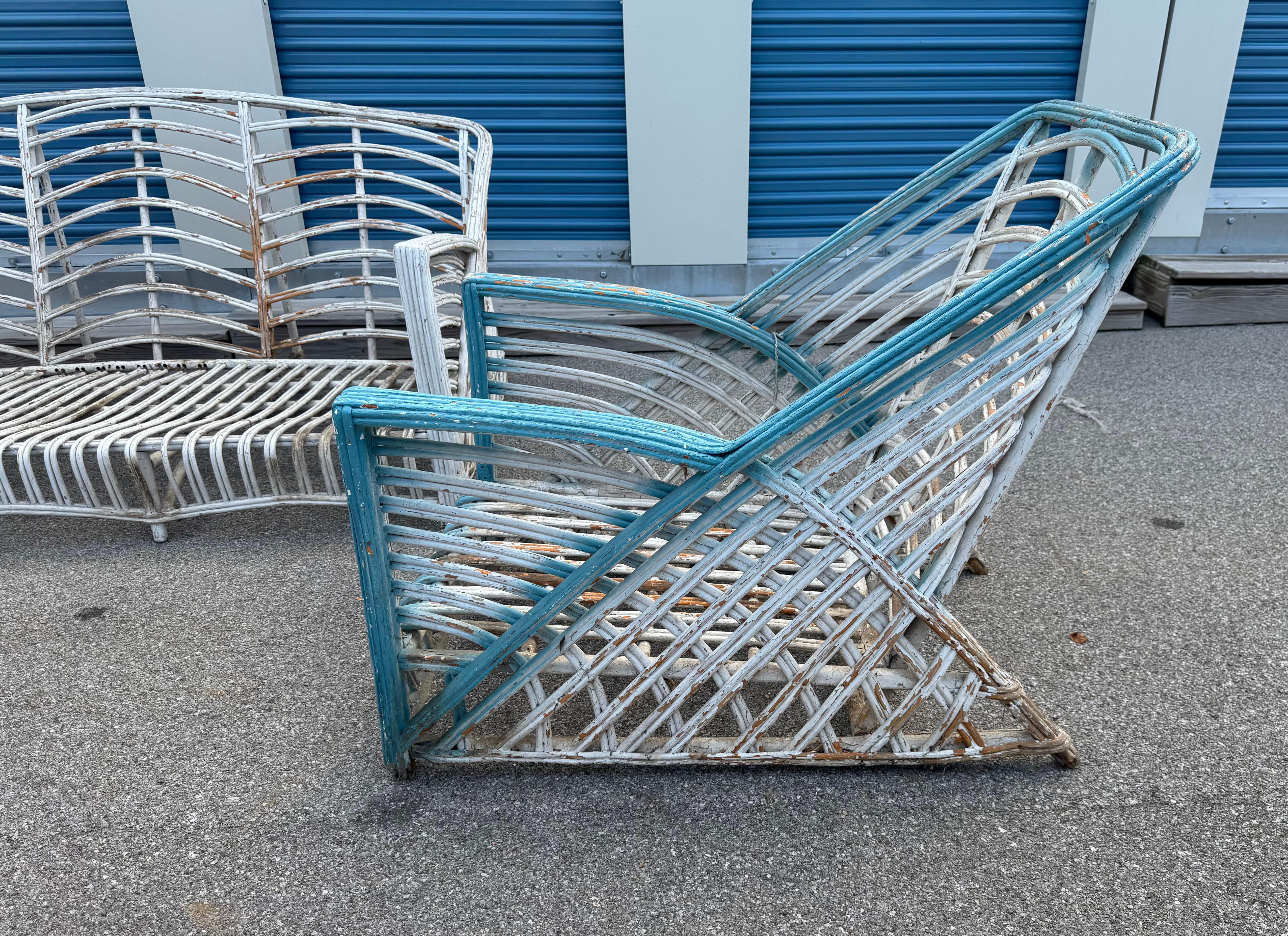 Art Deco , mODERnist Sofa & Chair / Reed /Rattan / Wicker attr à Art Reed en vente 4