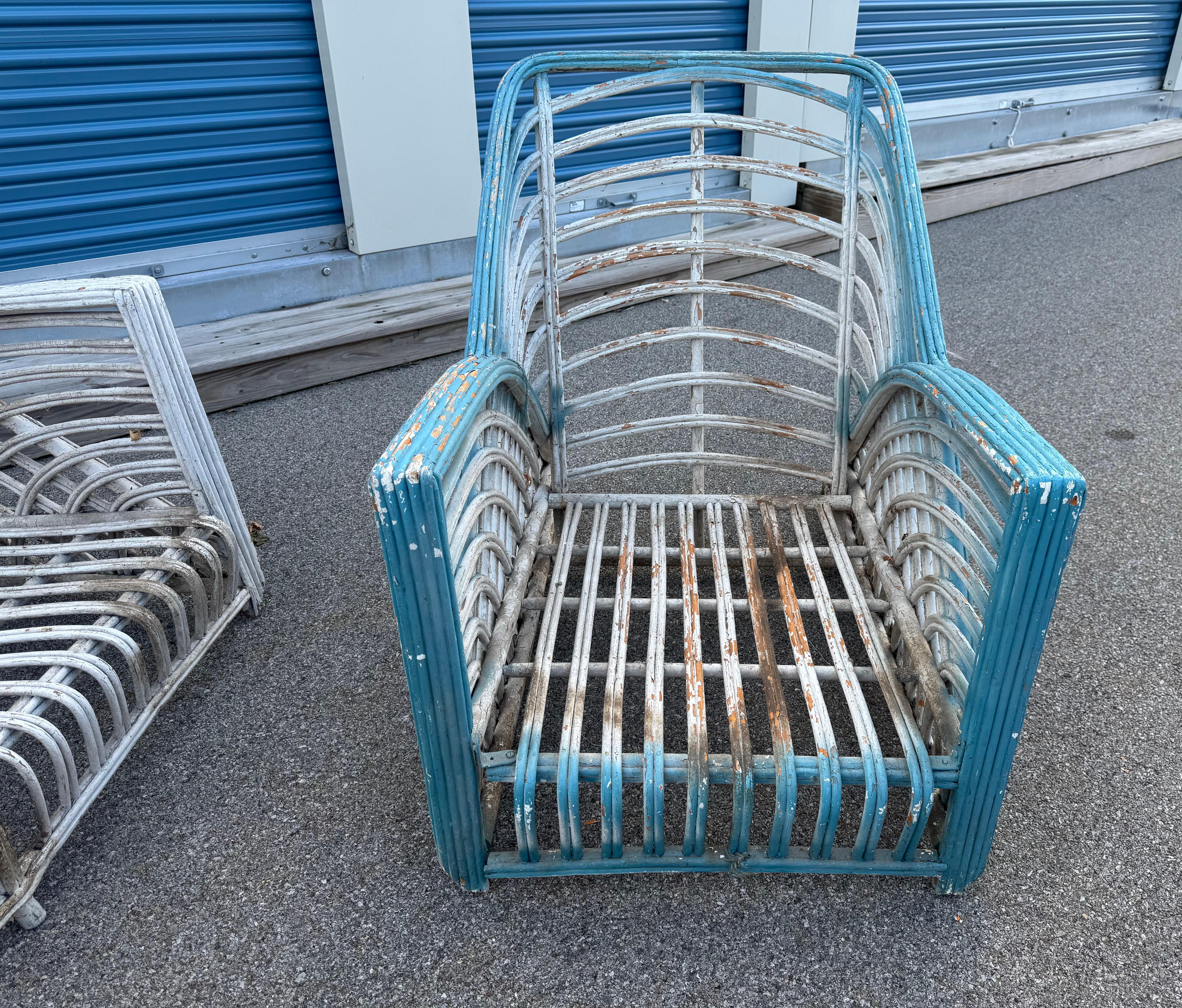 Art déco Art Deco , mODERnist Sofa & Chair / Reed /Rattan / Wicker attr à Art Reed en vente